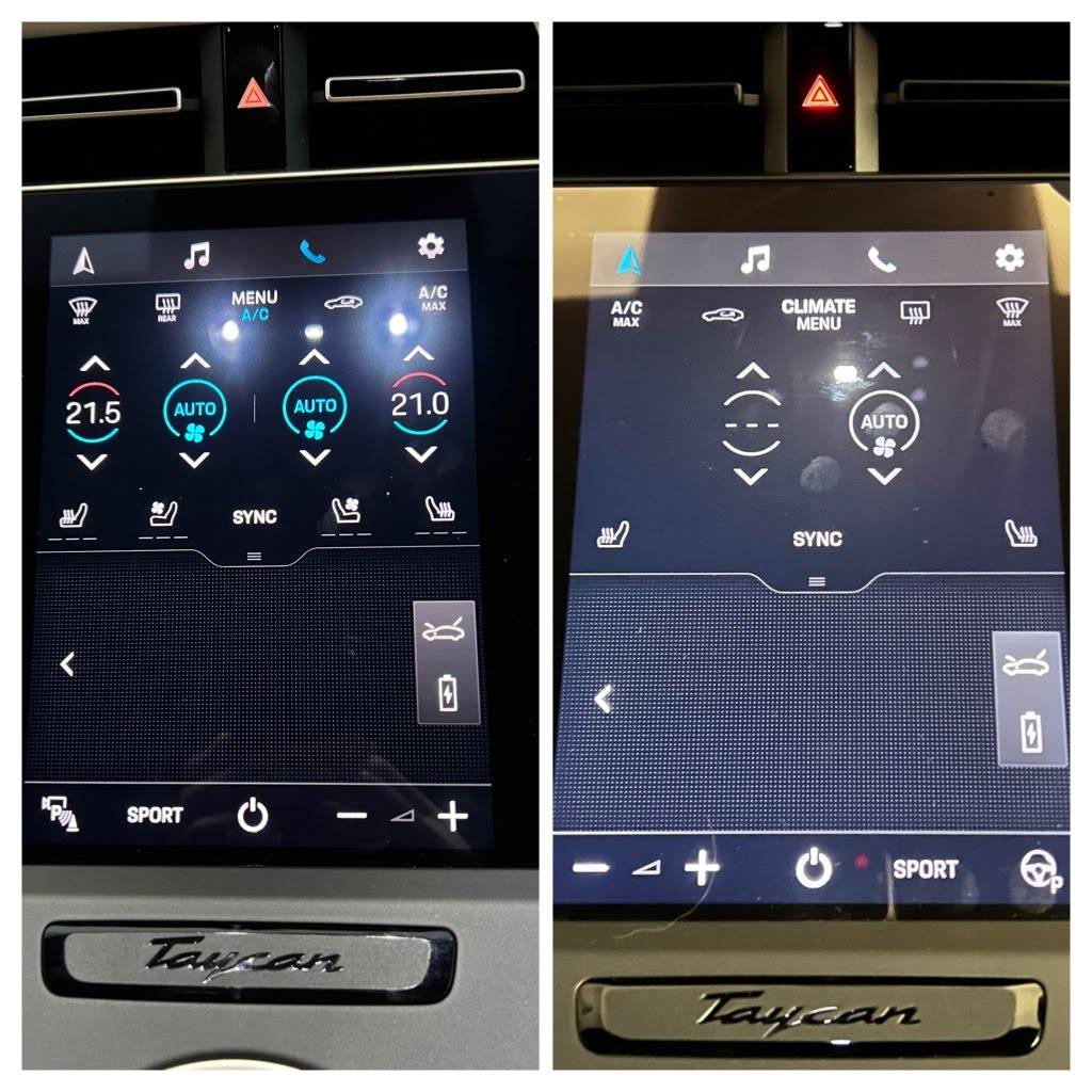 Porsche Taycan Option comparisons between my Cross Turismo 4S vs a base Taycan BCD9ABB6-4075-4465-8DC4-A7B690219C3E-COLLAGE
