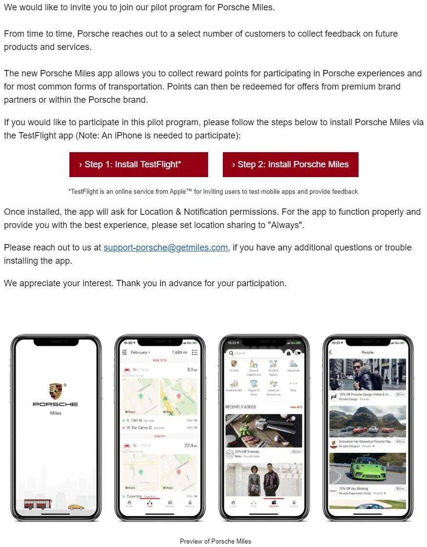 Porsche Taycan Porsche Miles app... but only for iPhone 1583597356053