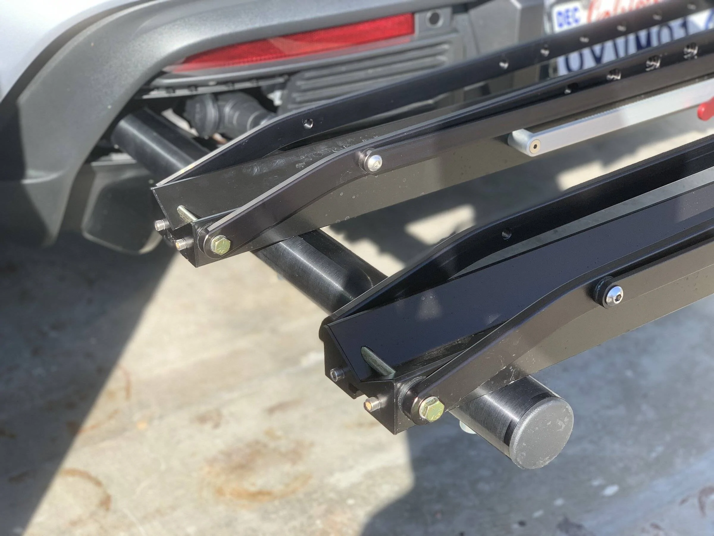 Porsche Taycan Custom Rear Bike Rack Installed with 1up Trays 41EE580D-9B32-40DF-AE24-2535F17FDC59
