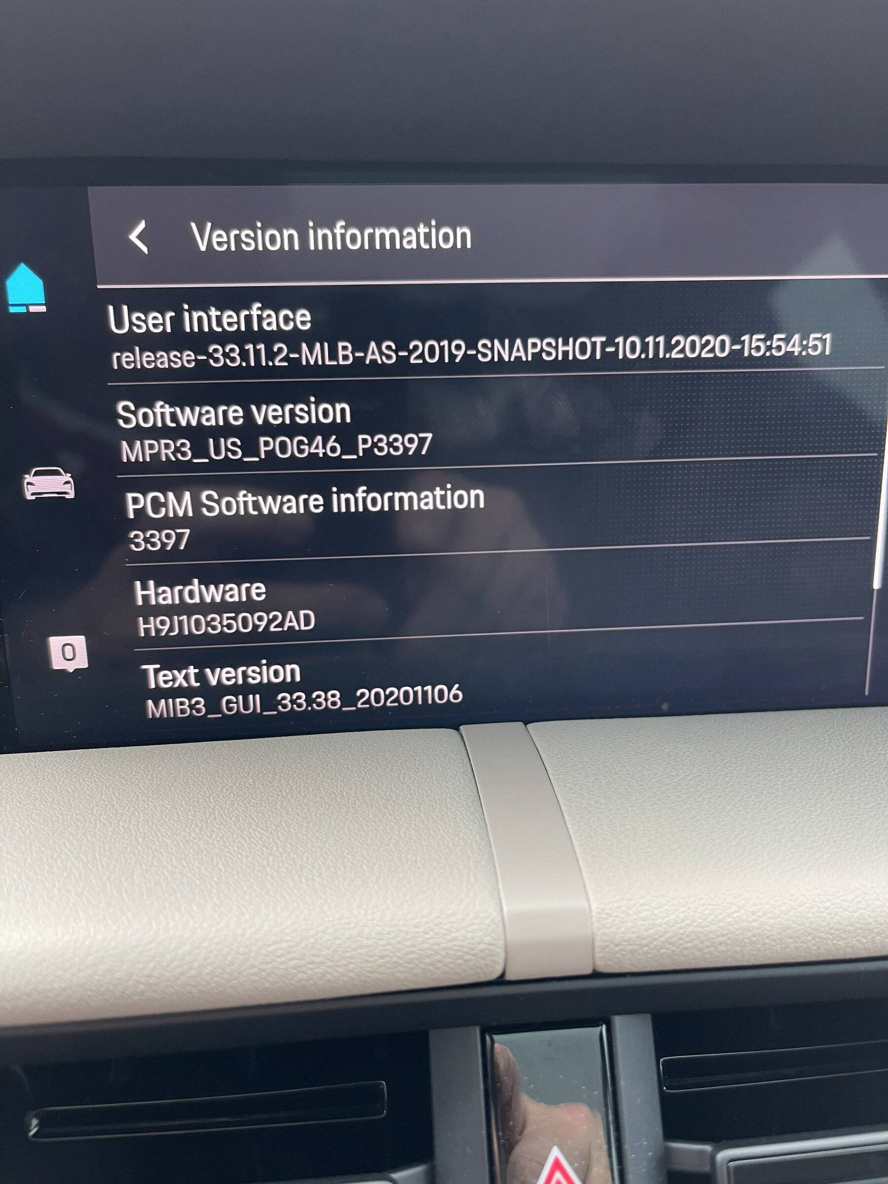 Porsche Taycan How to determine the PCM version we have 2021 Taycan RWD PCM