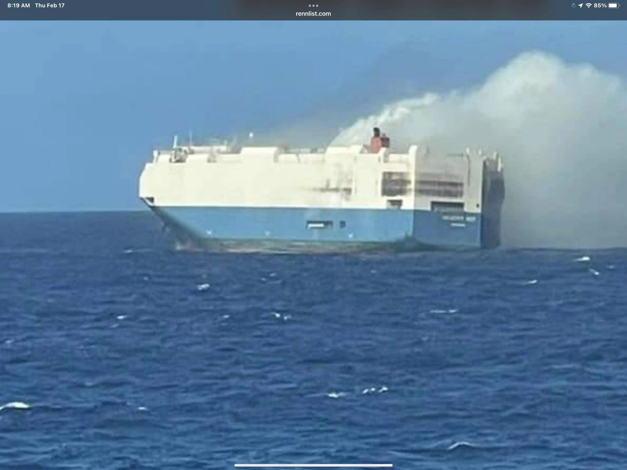 Porsche Taycan Felicity Ace ship on fire in the Atlantic carrying Porsches 09A7A5D8-FA39-4349-B207-E04B433C2A6D