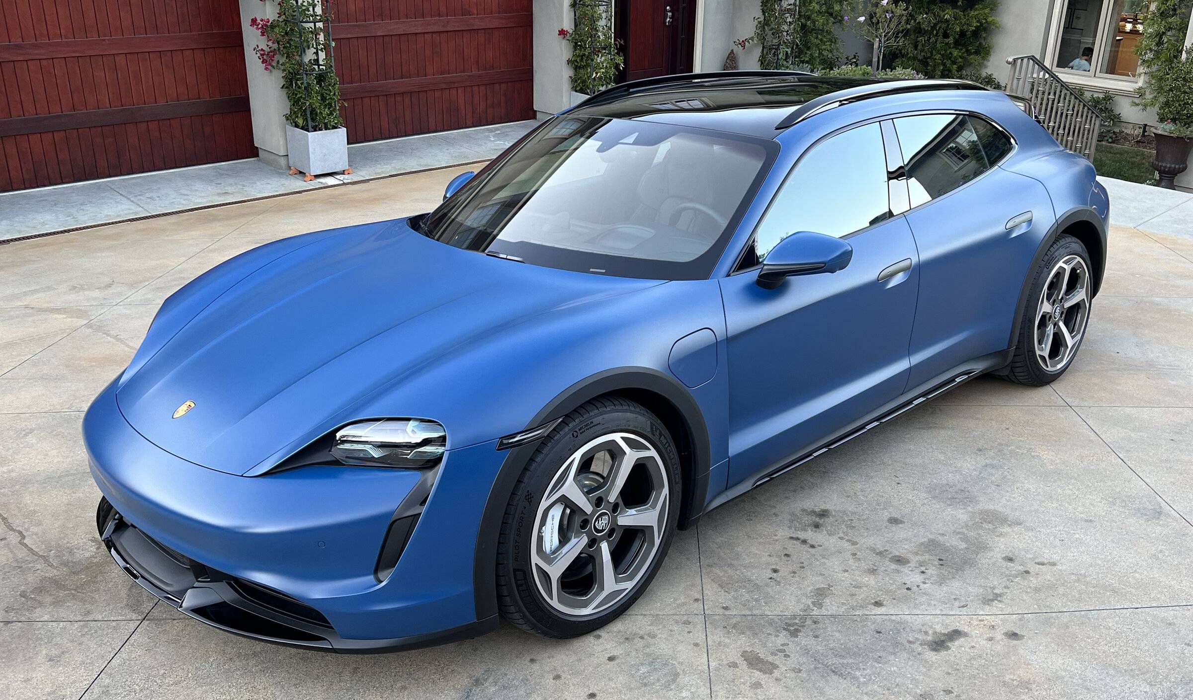 Porsche Taycan Taycan Turbo Cross Turismo CT in Neptune Blue with Satin PPF Film FLQ_fullcar
