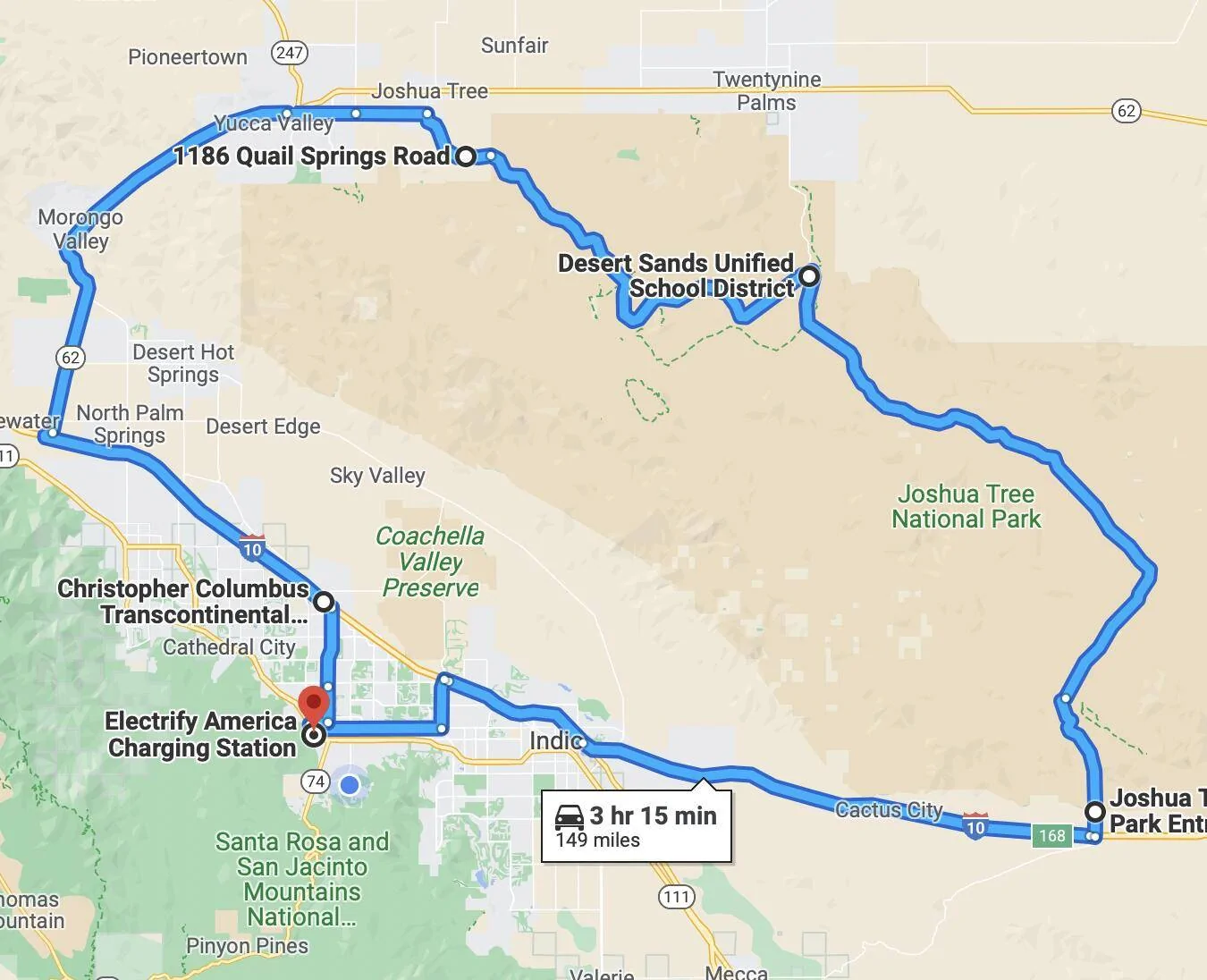 Porsche Taycan Joshua Tree -> Palm Desert Loop Screen Shot 2022-02-20 at 07.53.17