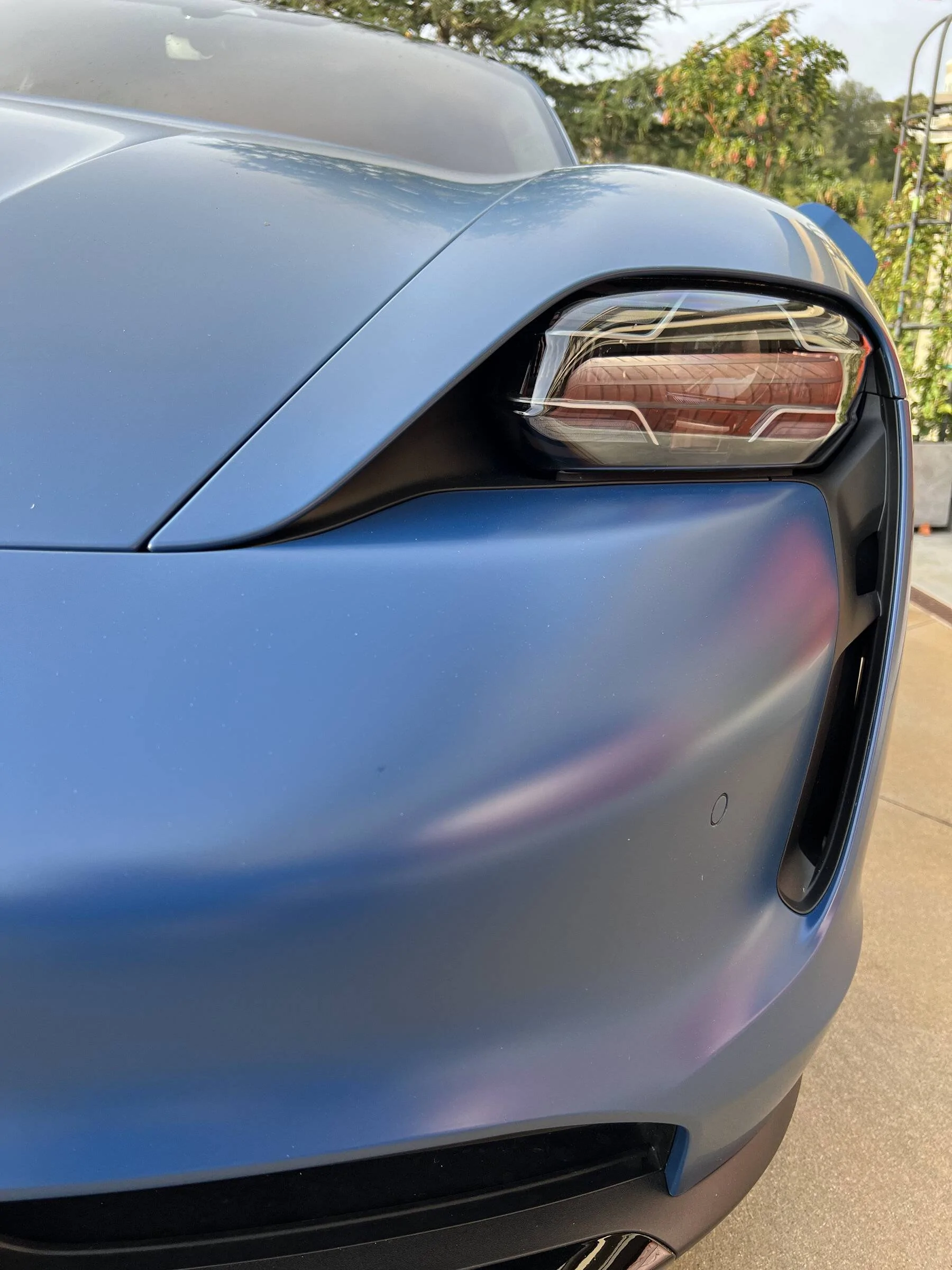 Porsche Taycan Taycan Turbo Cross Turismo CT in Neptune Blue with Satin PPF Film hl_edge_less_clos