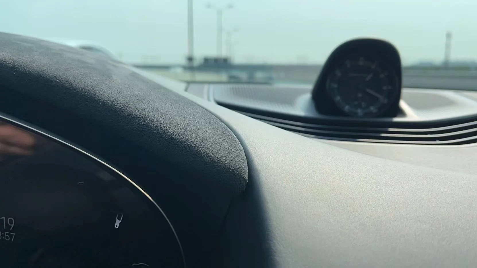 Porsche Taycan Upgraded annoying plastic instrument cluster cover to alcantara, if you optioned HUD _20220228181306