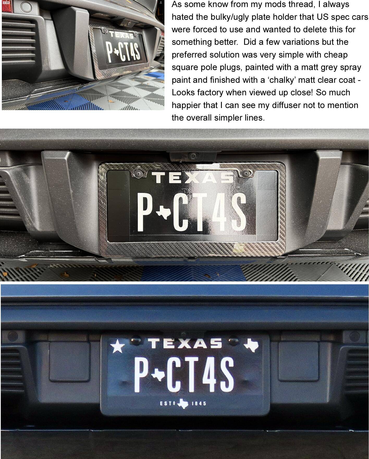 Porsche Taycan Replacement for the ugly USA OEM plate holder Monkey Butt replacement 2022_1