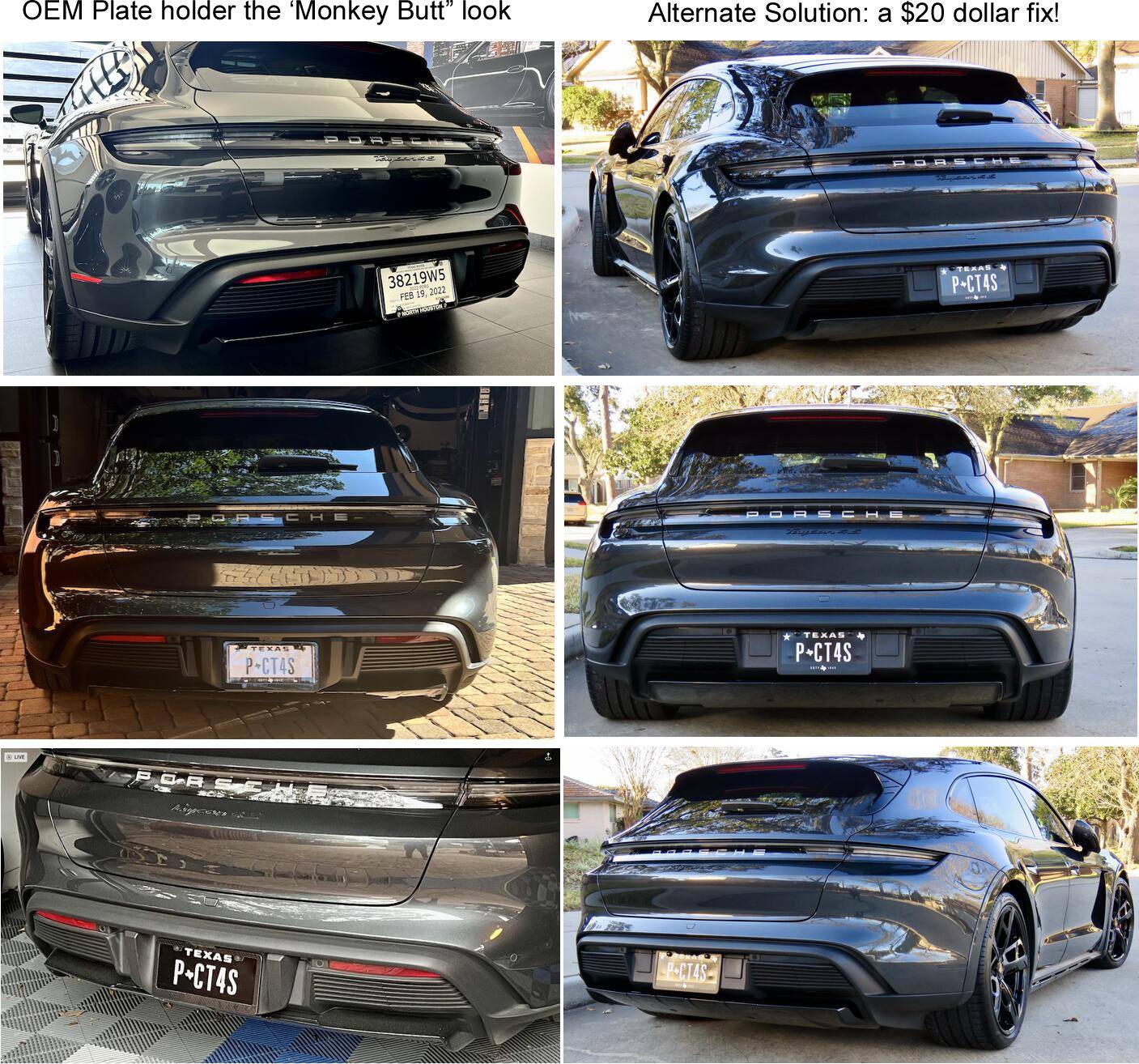 Porsche Taycan Replacement for the ugly USA OEM plate holder Monkey Butt replacement 2022_2