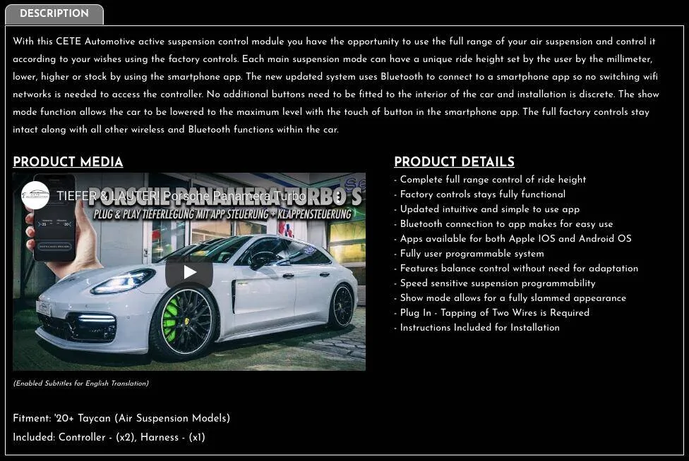 Porsche Taycan Taycan CT4 Drop links Yes? No? Screen Shot 2022-03-07 at 11.32.53 AM
