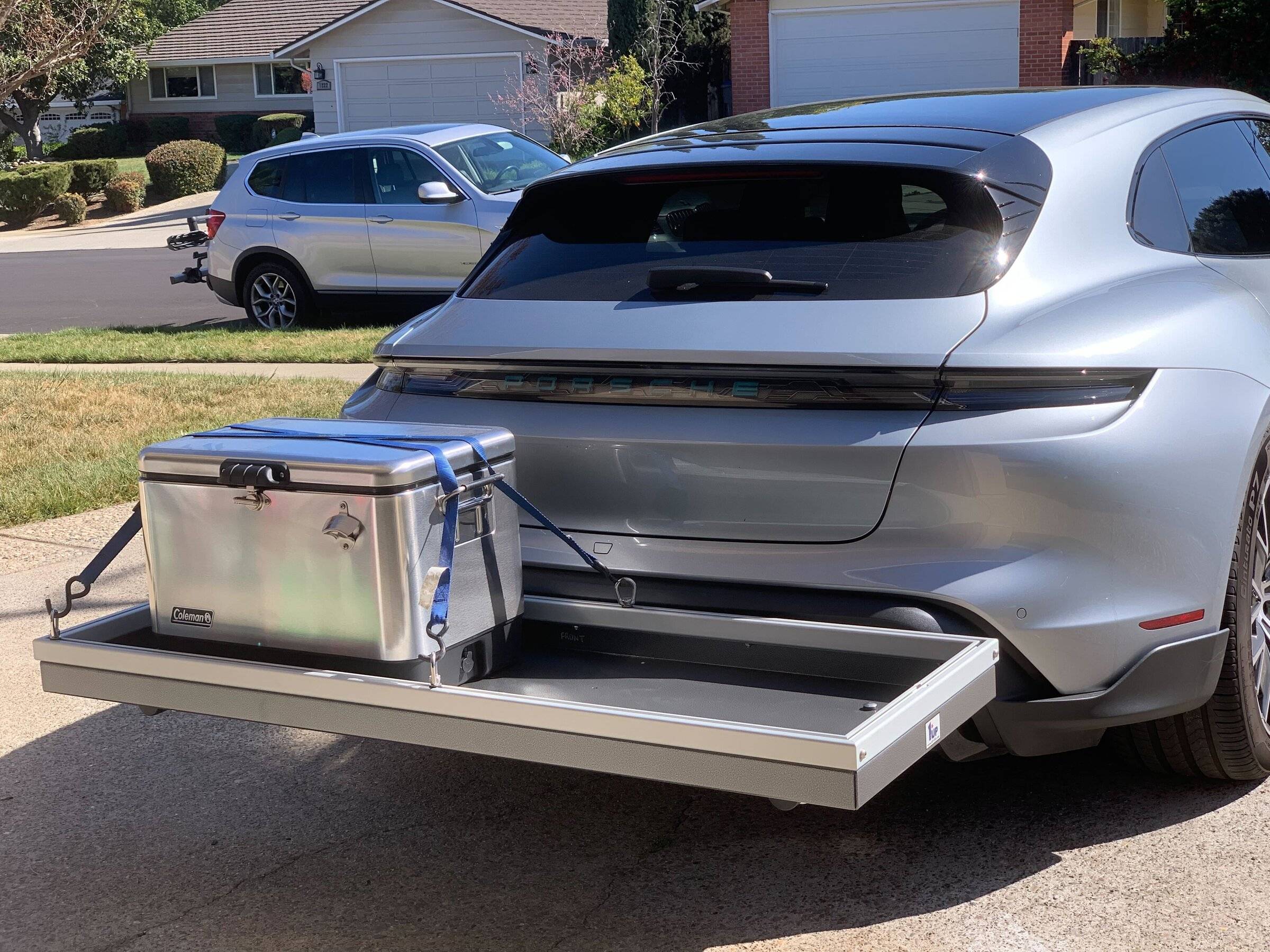 Porsche Taycan Custom Rear Bike Rack Installed with 1up Trays Image from iOS (59)