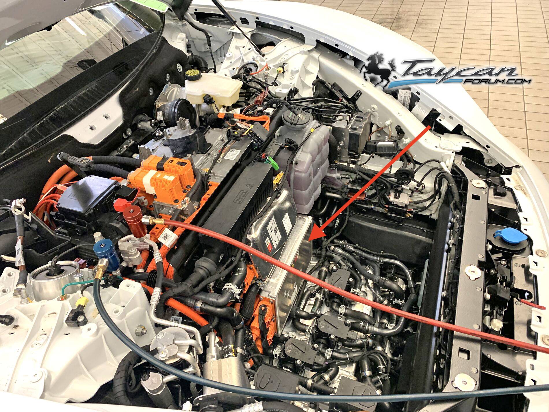 Porsche Taycan 22kw upgrade concern appearing on porsche car configurator. mach-e-frunk-uncovered-naked