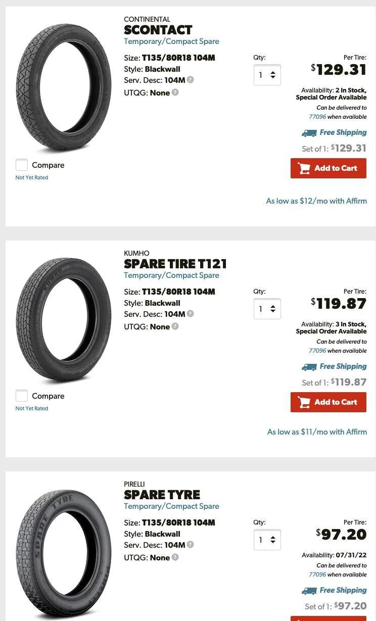Porsche Taycan Taycan Compact Spare Tire options Screen Shot 2022-04-25 at 1.02.57 PM