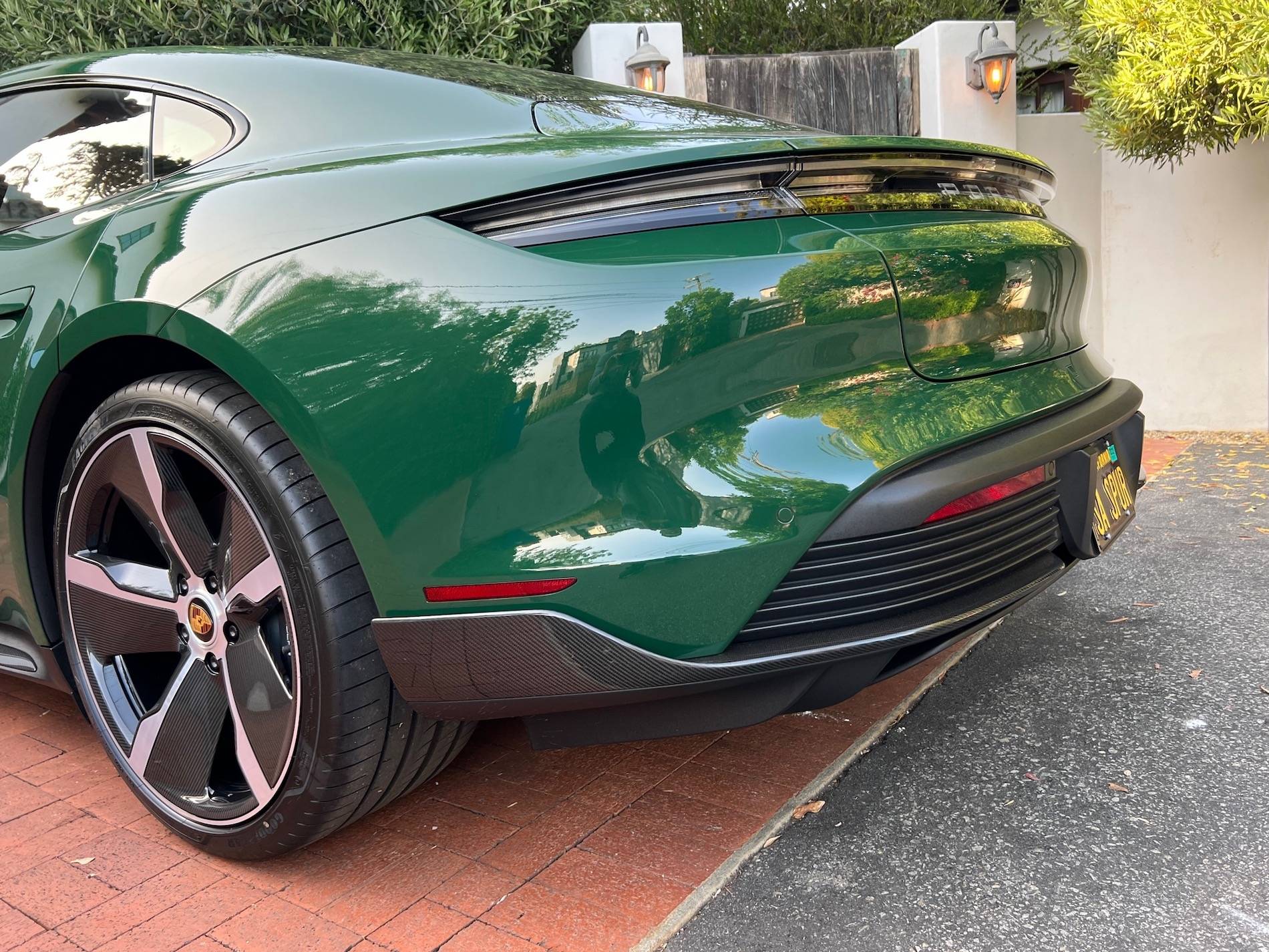 Porsche Taycan My Paint to Sample (PTS) British Racing Green / Truffle Brown Taycan delivered today :-) IMG_6389