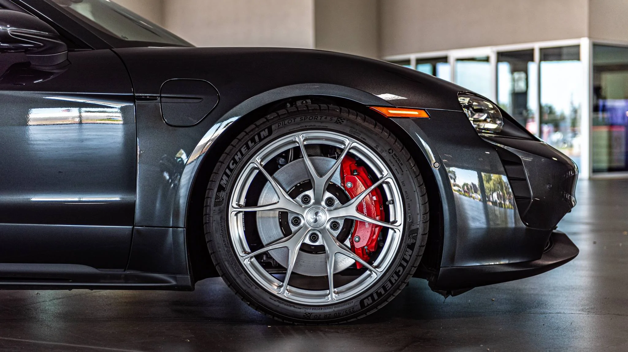 Porsche Taycan Michelin Pilot Sport 4S (PS4S) Now Available in 21" Taycan Size! SV104 Taycan Brushed Aluminum Daytime-04