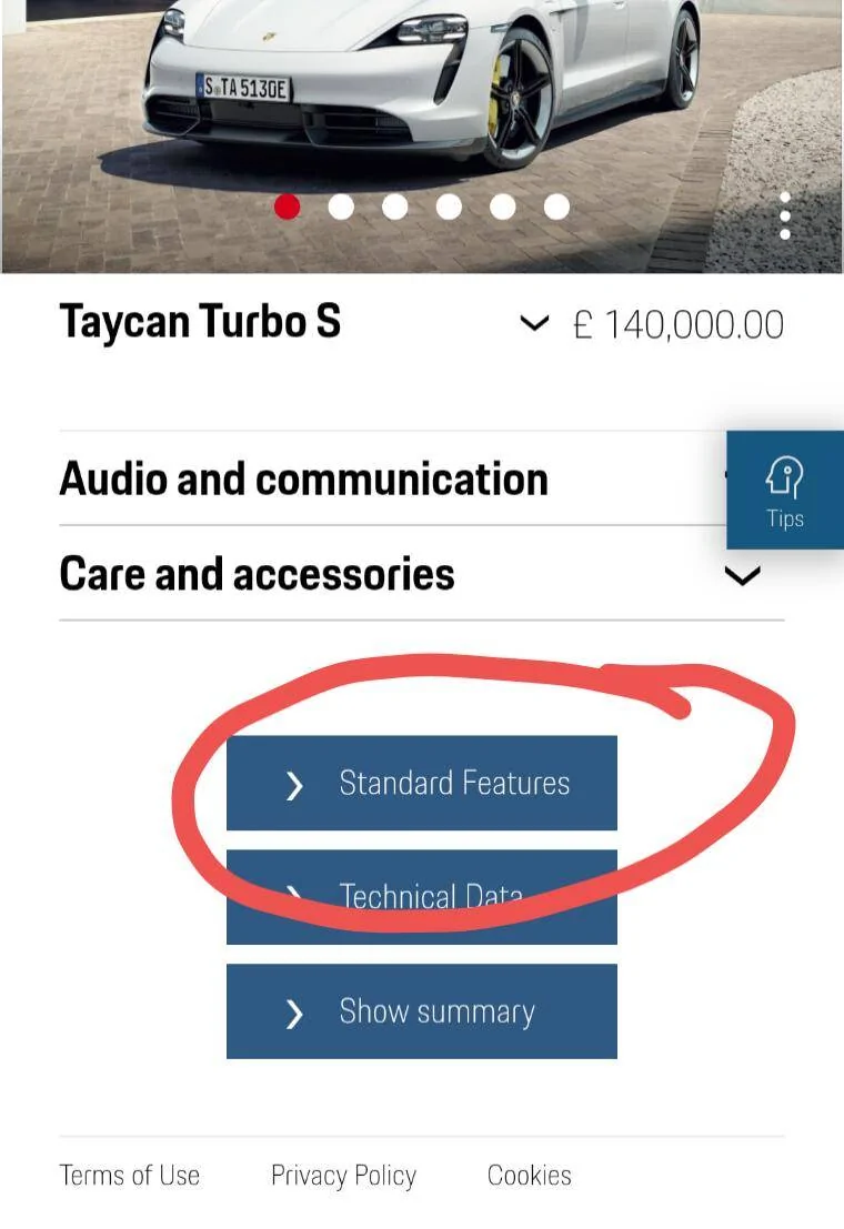 Porsche Taycan Taycan Turbo S Standard Options Screenshot_20220518-184257