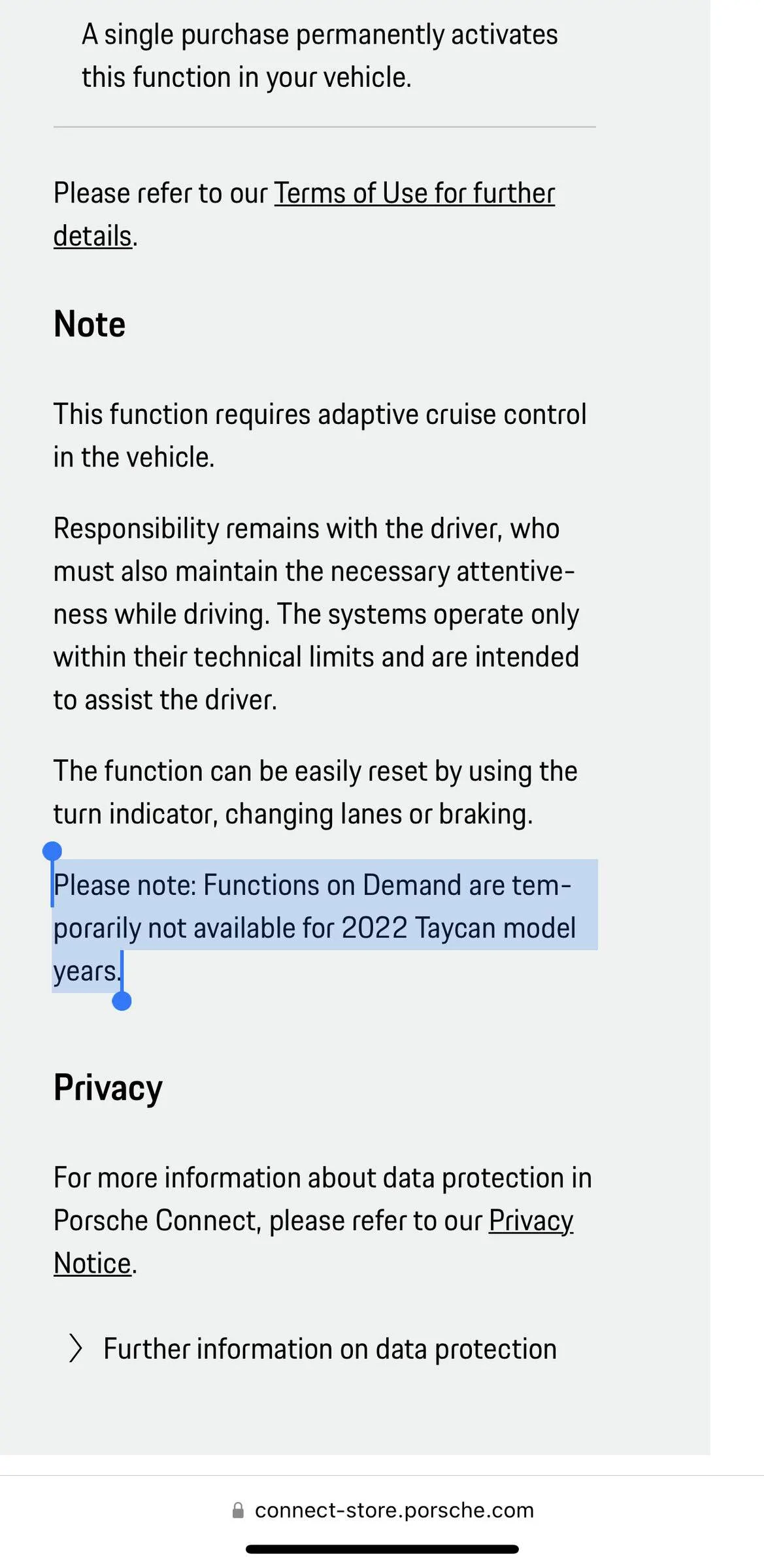 Porsche Taycan FOD / missing options E1383361-1FF3-46F6-8369-03E353D4F6C6