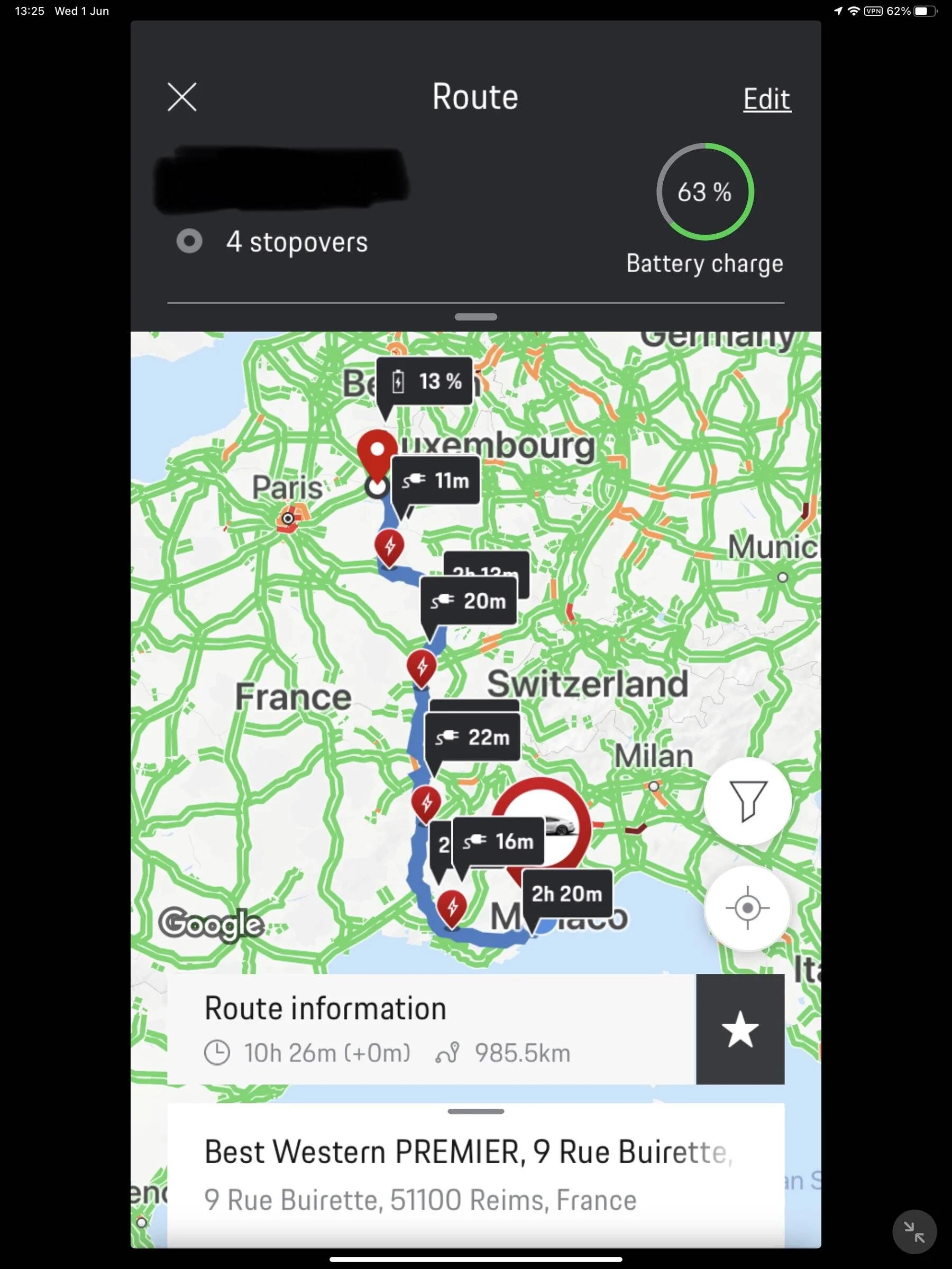 Porsche Taycan Send navigation to vehicle. FC3D30B7-9D26-4B9C-9AAF-C6ABD3D33AEE