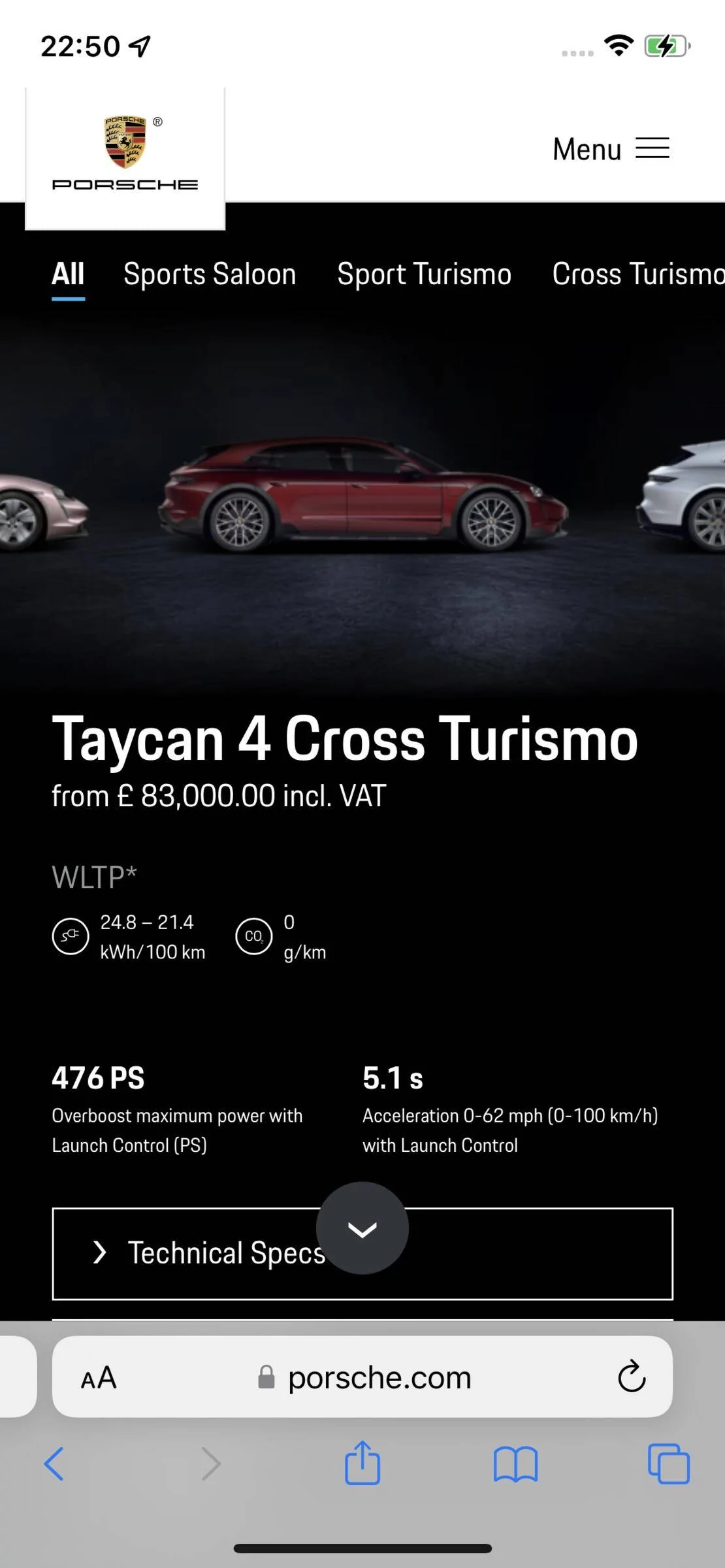 Porsche Taycan Taycan 4 CT uk price for my23 released 162529DE-82DA-48D6-B6C3-6B0268C7FD83