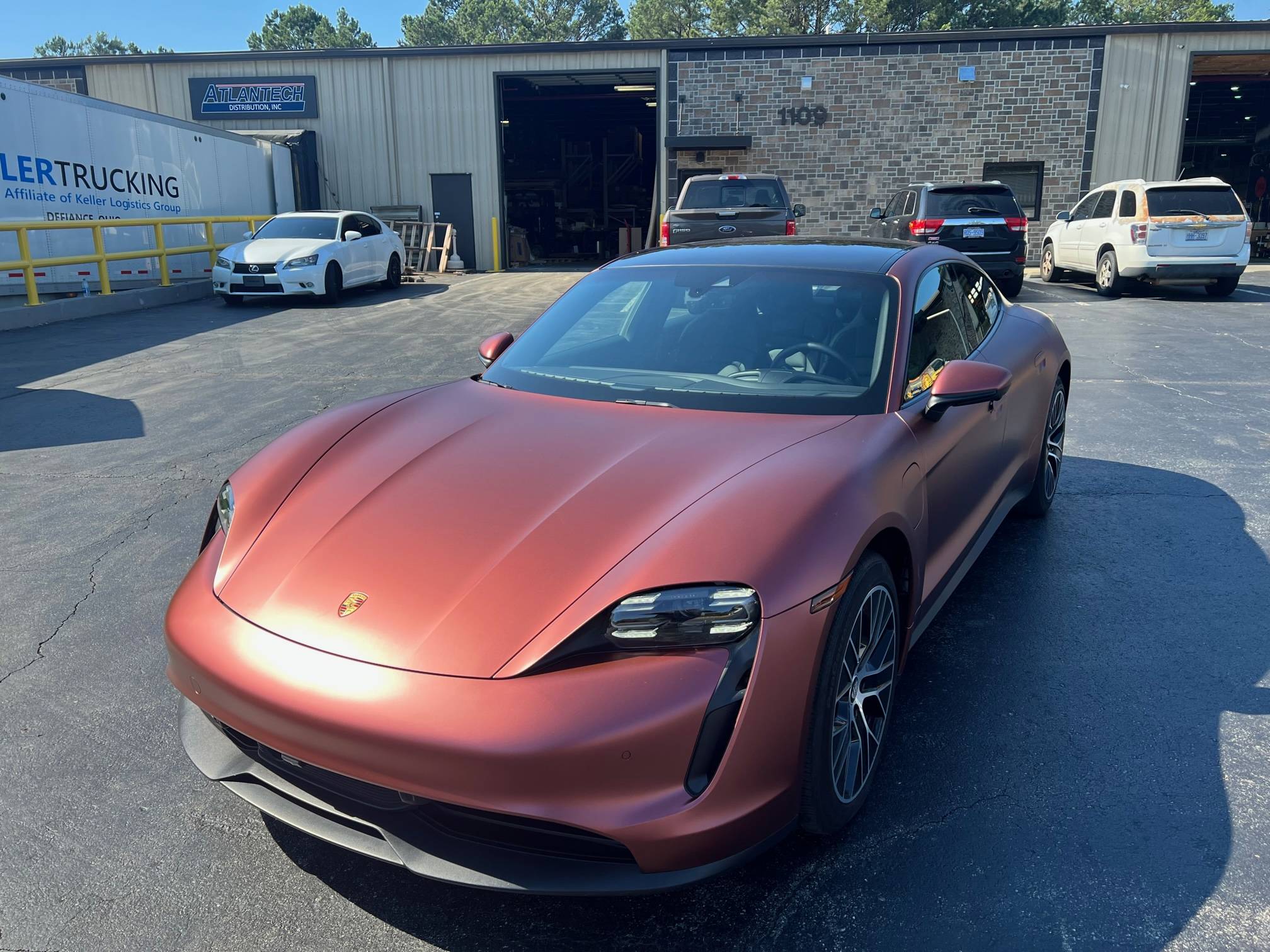 Porsche Taycan SOLD:  2021 Taycan (RWD), 15,277+ miles, KPMF Matte Russet Red Ceramic Coated Wrap over Jet Black Metallic Paint/Black, Chapel Hill, NC  $91,900 image (7)