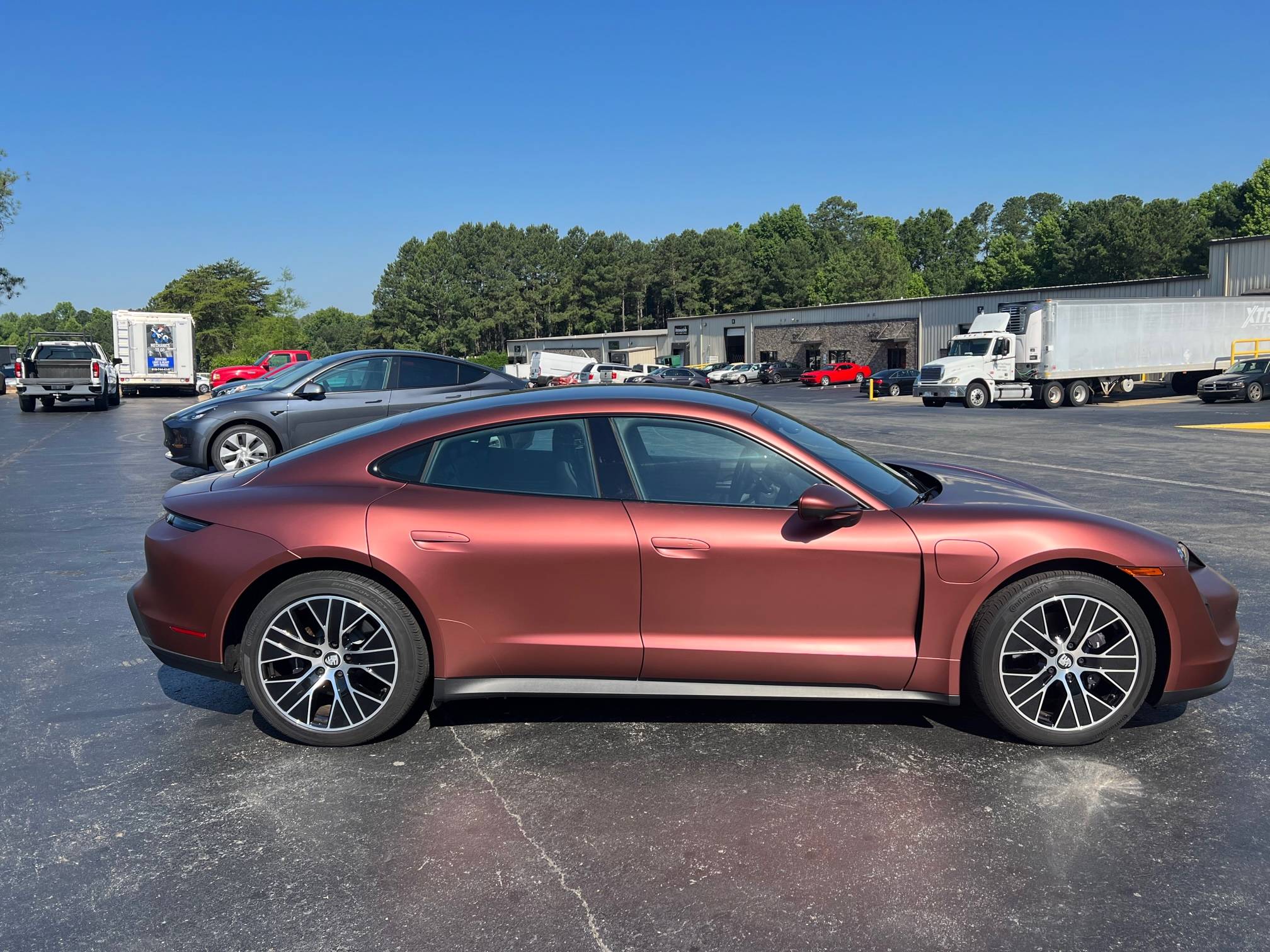 Porsche Taycan SOLD:  2021 Taycan (RWD), 15,277+ miles, KPMF Matte Russet Red Ceramic Coated Wrap over Jet Black Metallic Paint/Black, Chapel Hill, NC  $91,900 image (3)