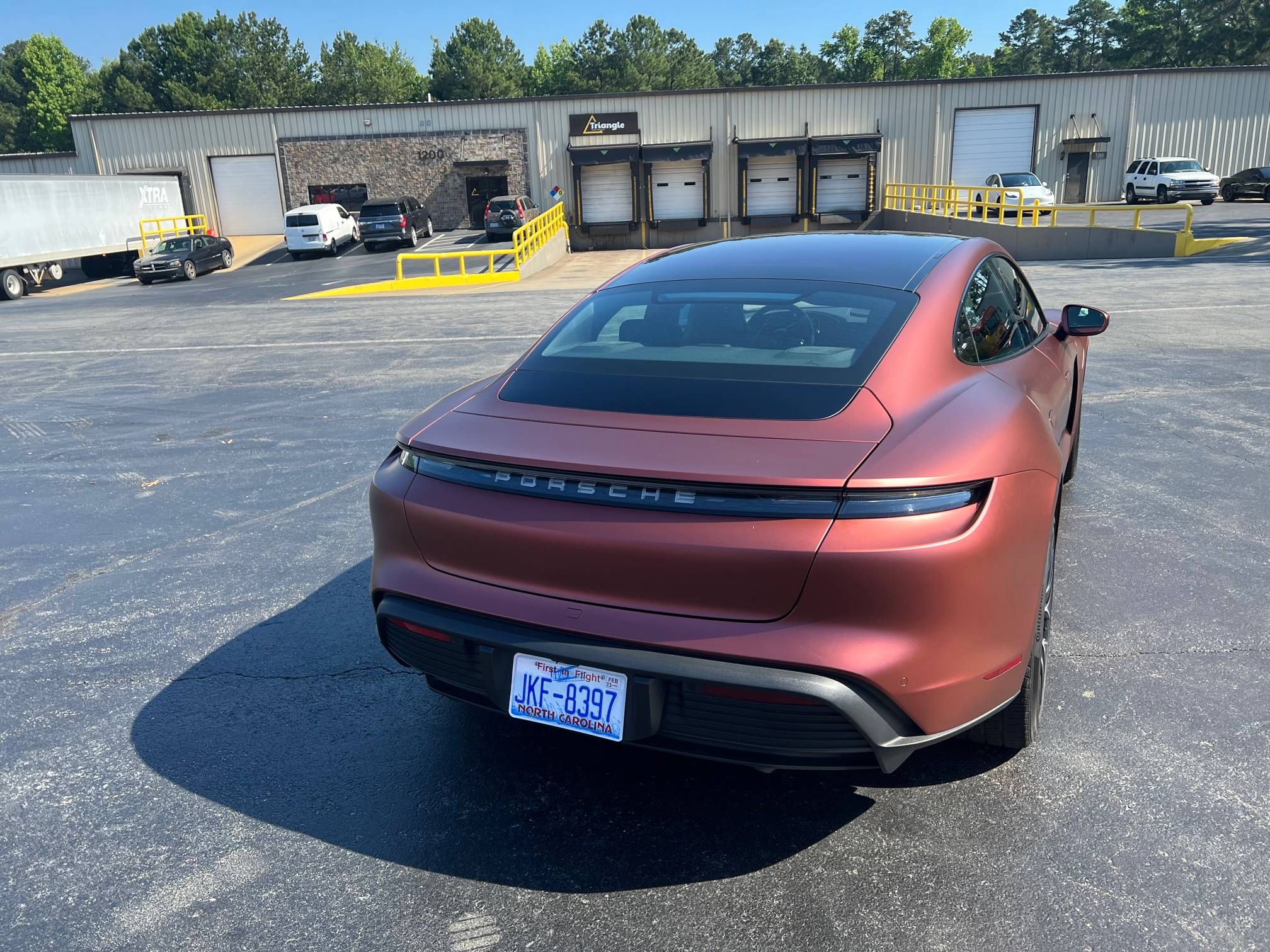 Porsche Taycan SOLD:  2021 Taycan (RWD), 15,277+ miles, KPMF Matte Russet Red Ceramic Coated Wrap over Jet Black Metallic Paint/Black, Chapel Hill, NC  $91,900 image (2)