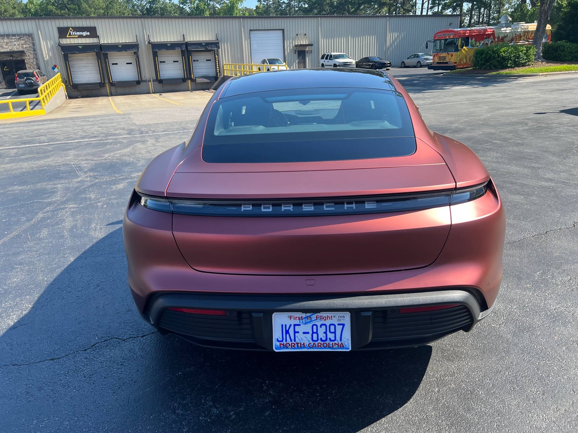 Porsche Taycan SOLD:  2021 Taycan (RWD), 15,277+ miles, KPMF Matte Russet Red Ceramic Coated Wrap over Jet Black Metallic Paint/Black, Chapel Hill, NC  $91,900 image (1)