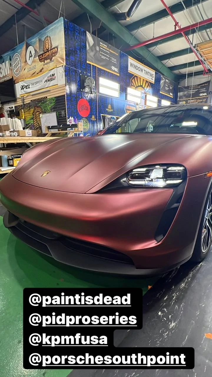 Porsche Taycan SOLD:  2021 Taycan (RWD), 15,277+ miles, KPMF Matte Russet Red Ceramic Coated Wrap over Jet Black Metallic Paint/Black, Chapel Hill, NC  $91,900 imag