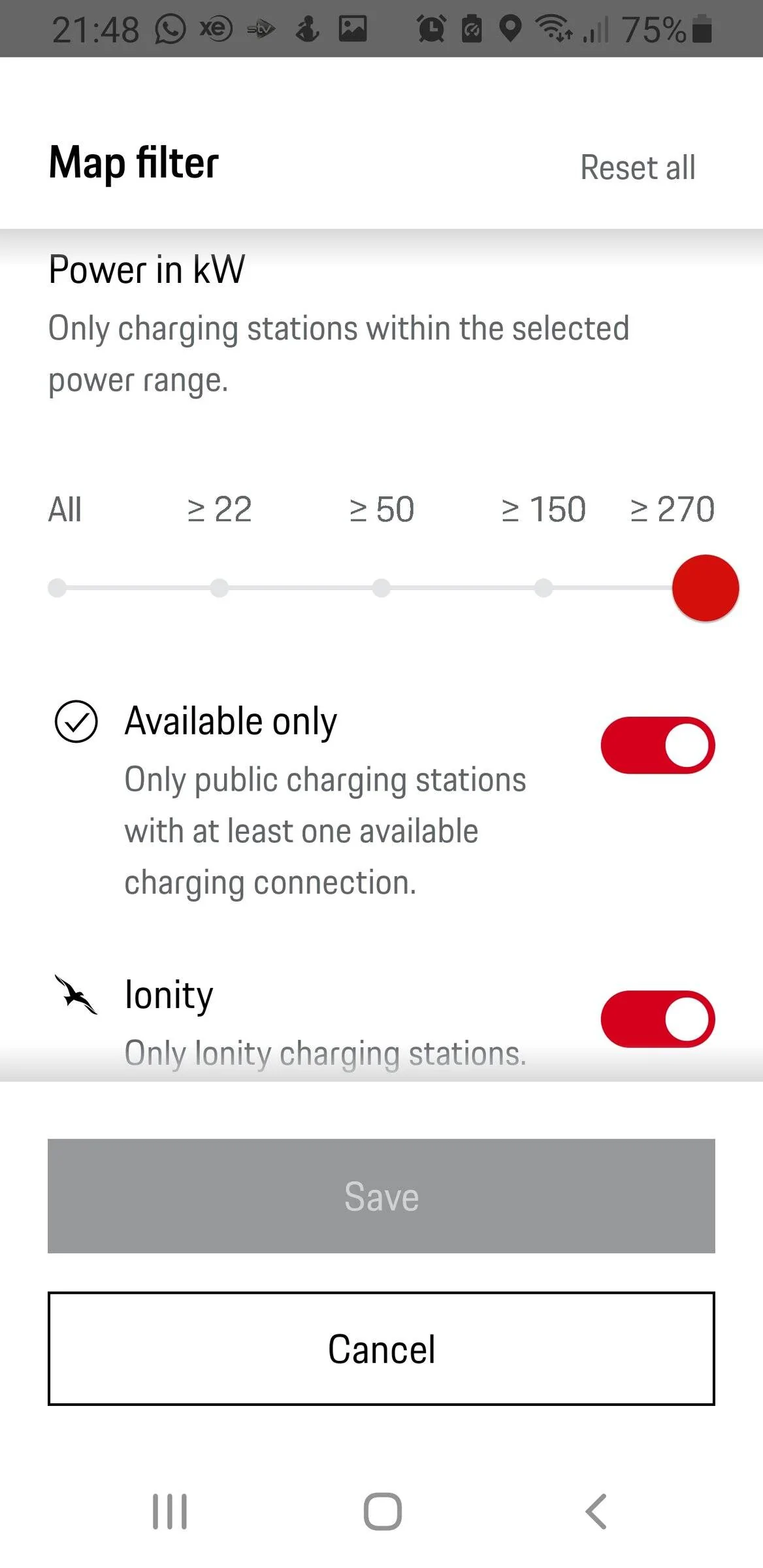 Porsche Taycan Prioritise certain networks in charging planner Screenshot_20220608-214816_My Porsch