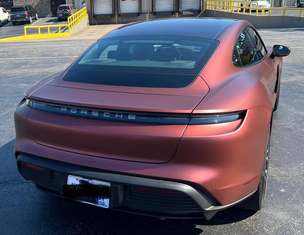 Porsche Taycan SOLD:  2021 Taycan (RWD), 15,277+ miles, KPMF Matte Russet Red Ceramic Coated Wrap over Jet Black Metallic Paint/Black, Chapel Hill, NC  $91,900 WhatsApp Image 2022-06-10 at 6.29.26 PM
