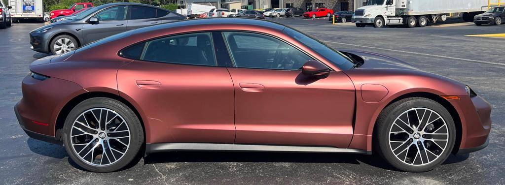 Porsche Taycan SOLD:  2021 Taycan (RWD), 15,277+ miles, KPMF Matte Russet Red Ceramic Coated Wrap over Jet Black Metallic Paint/Black, Chapel Hill, NC  $91,900 WhatsApp Image 2022-06-10 at 6.30.05 PM