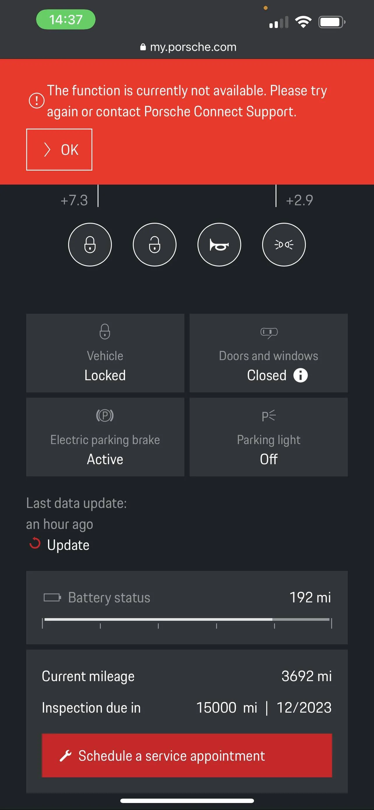 Porsche Taycan No data connection and no remote features (22 TTS) IMG_1303