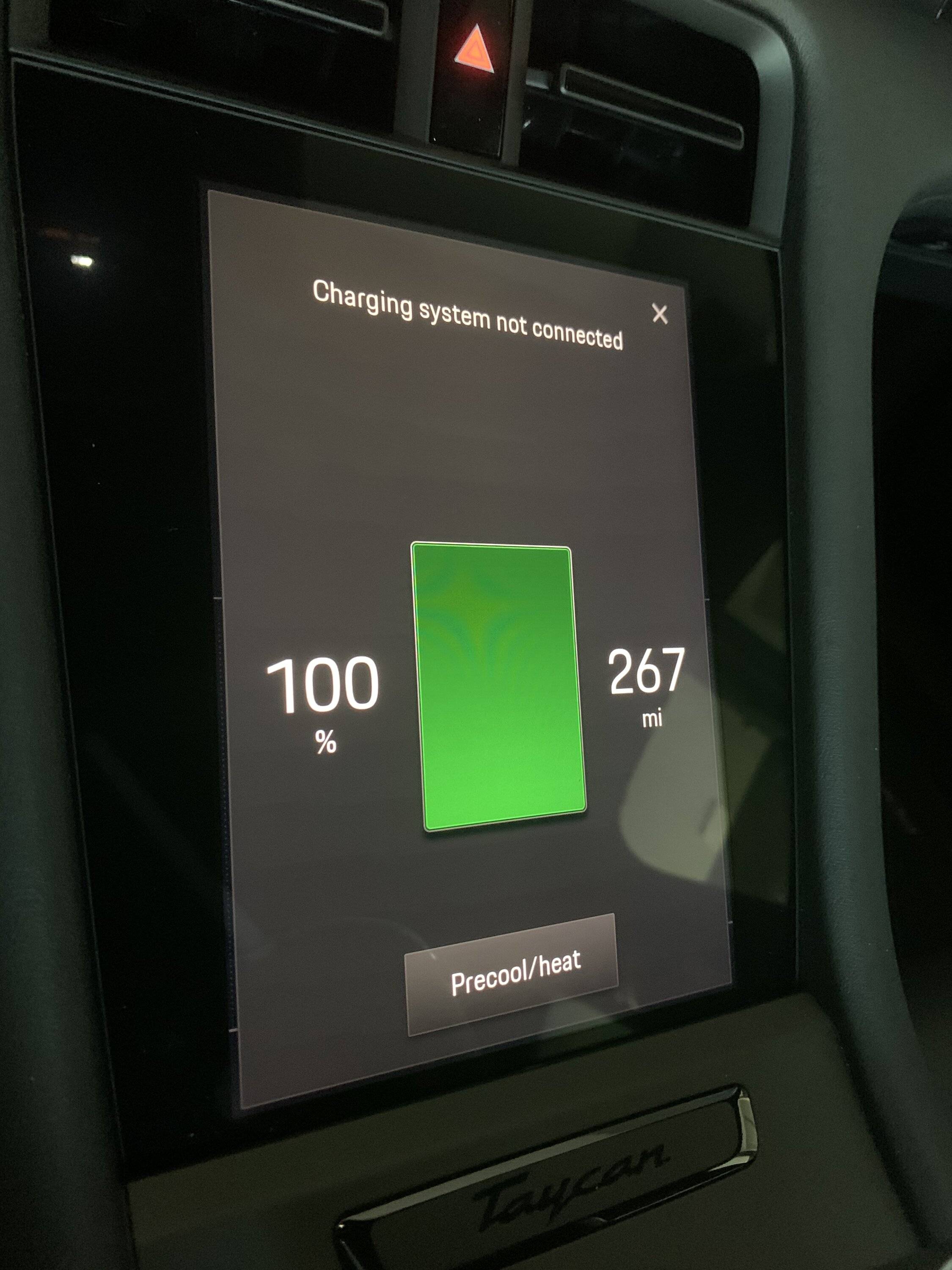 Porsche Taycan 271 miles!  100% charged. What’s your range shown? C4774ECD-C69A-4EFA-99FB-C91D5D0110FF