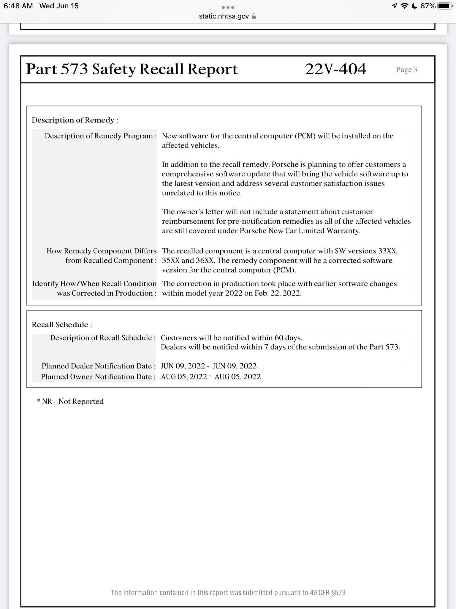 Porsche Taycan New recall? Vehicle Display Malfunction/FMVSS 111 2BD0B78D-D688-42DF-9FB8-BED598471A2C