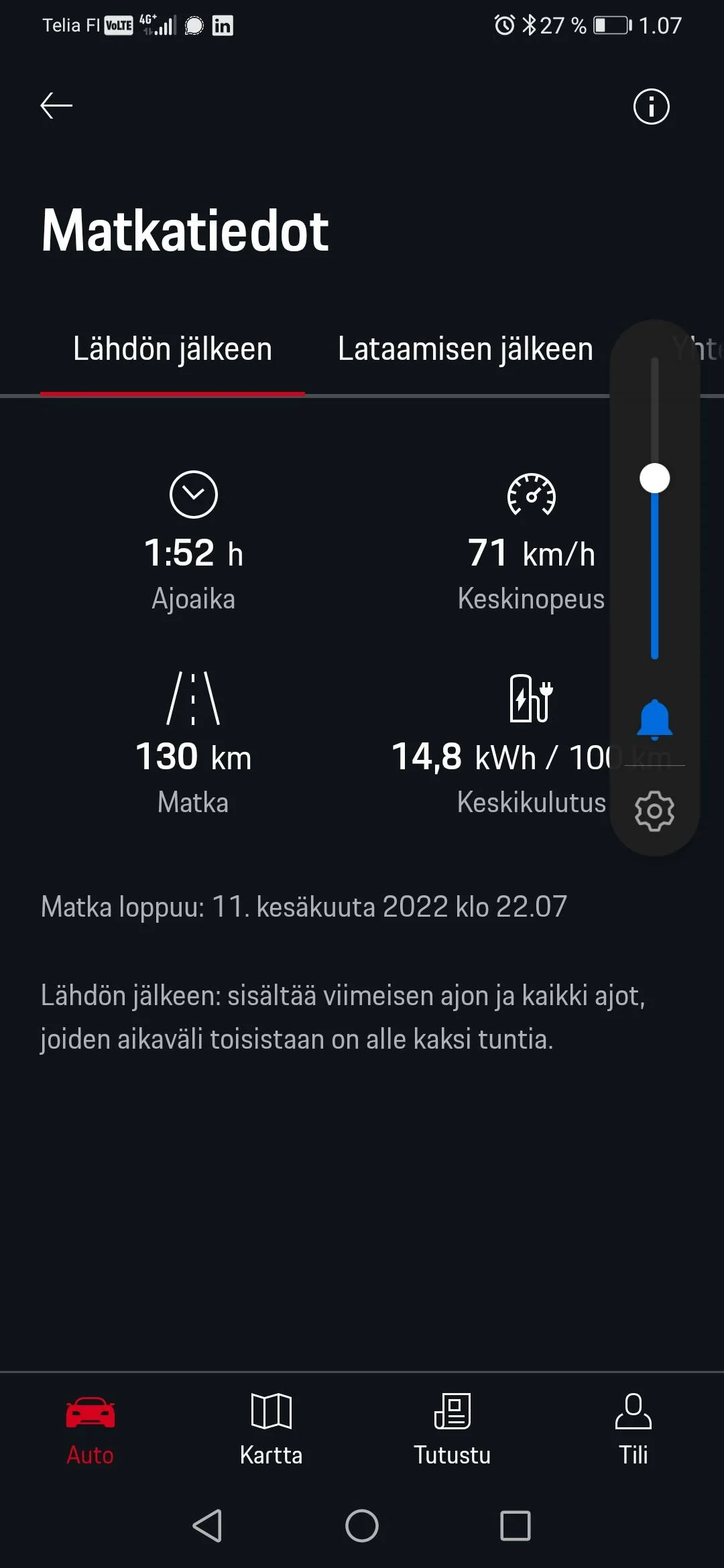 Porsche Taycan 271 miles!  100% charged. What’s your range shown? Screenshot_20220612_010701_de.porsche.on