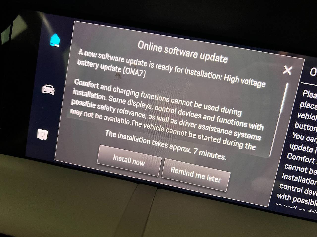 Porsche Taycan New OTA Update: ONA7 Battery Improvement Firmware? Any comments? _2022 06 TAY - 1