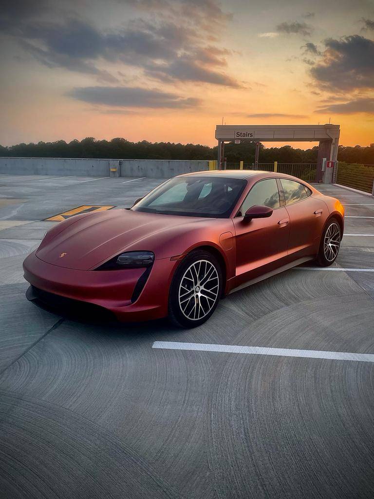 Porsche Taycan SOLD:  2021 Taycan (RWD), 15,277+ miles, KPMF Matte Russet Red Ceramic Coated Wrap over Jet Black Metallic Paint/Black, Chapel Hill, NC  $91,900 WhatsApp Image 2022-06-16 at 3.04.02 PM (1)