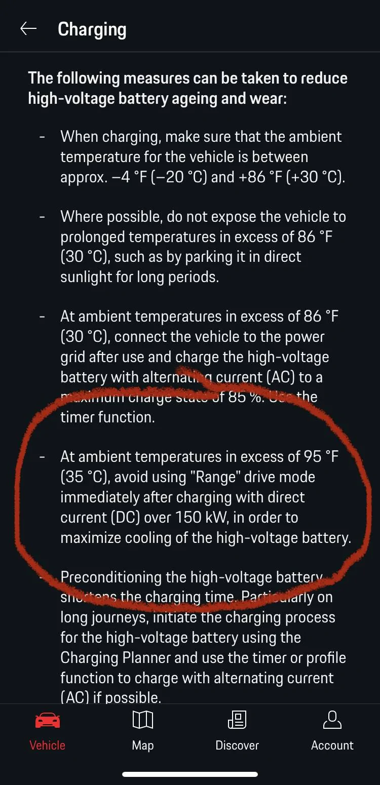 Porsche Taycan Warning about using range mode, in hot weather, after DC charging 150kW+ 9F29CE66-09E1-46D8-B58B-1613DA6989A8