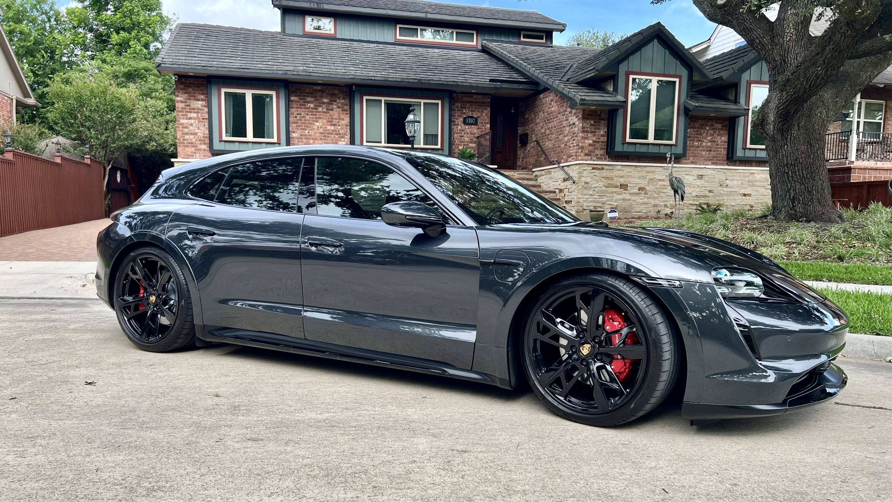 Porsche Taycan Custom Painted 2022 4S Cross Turismo - Changed OEM patterned plastic to Satin Black and much more. IMG_5598
