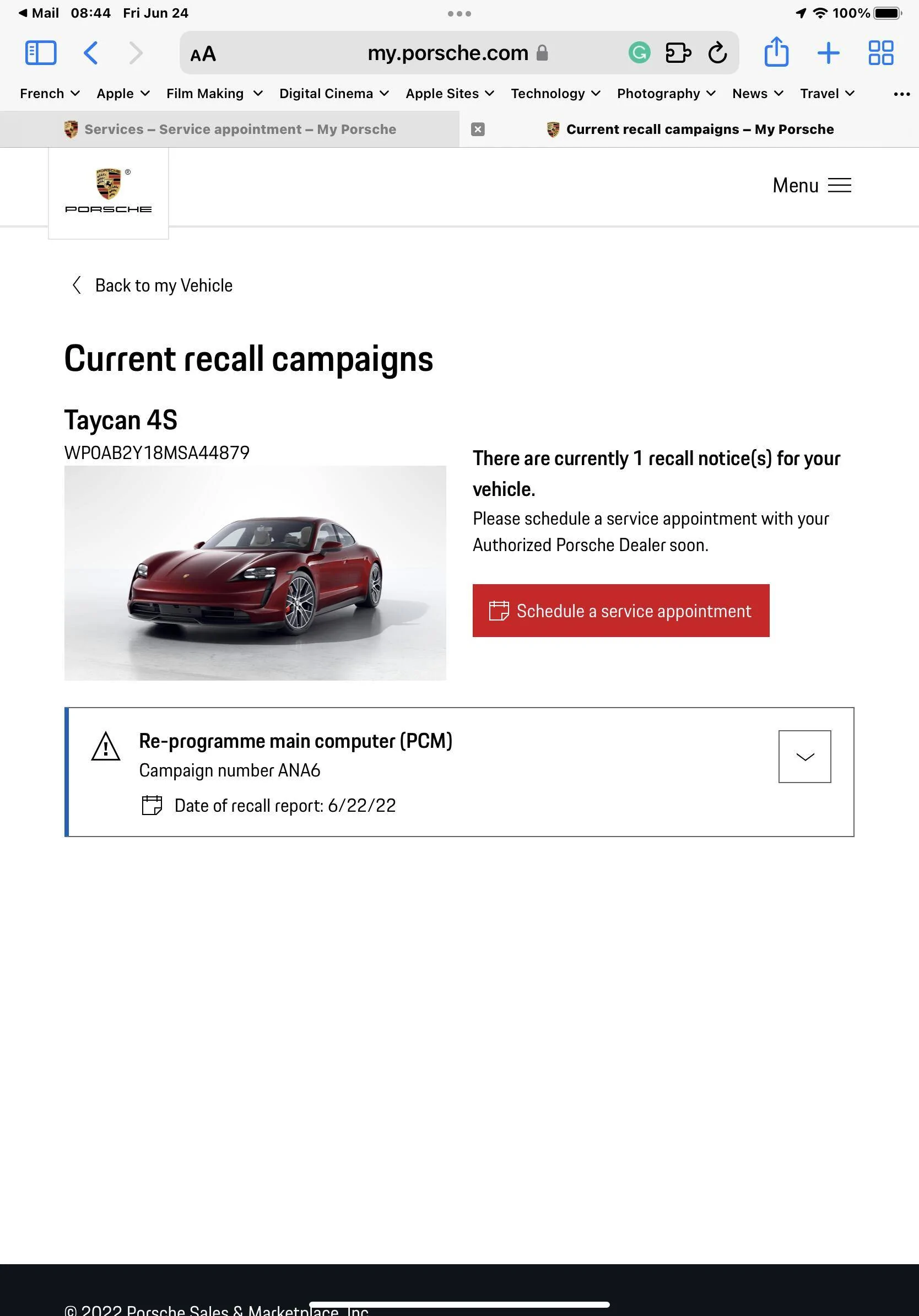 Porsche Taycan New recall on Taycans: ANA6 center/passenger displays and control panel do not start, RTV flickering image 53CE5EDF-ED09-48F0-BD7E-5C26B5FA778C