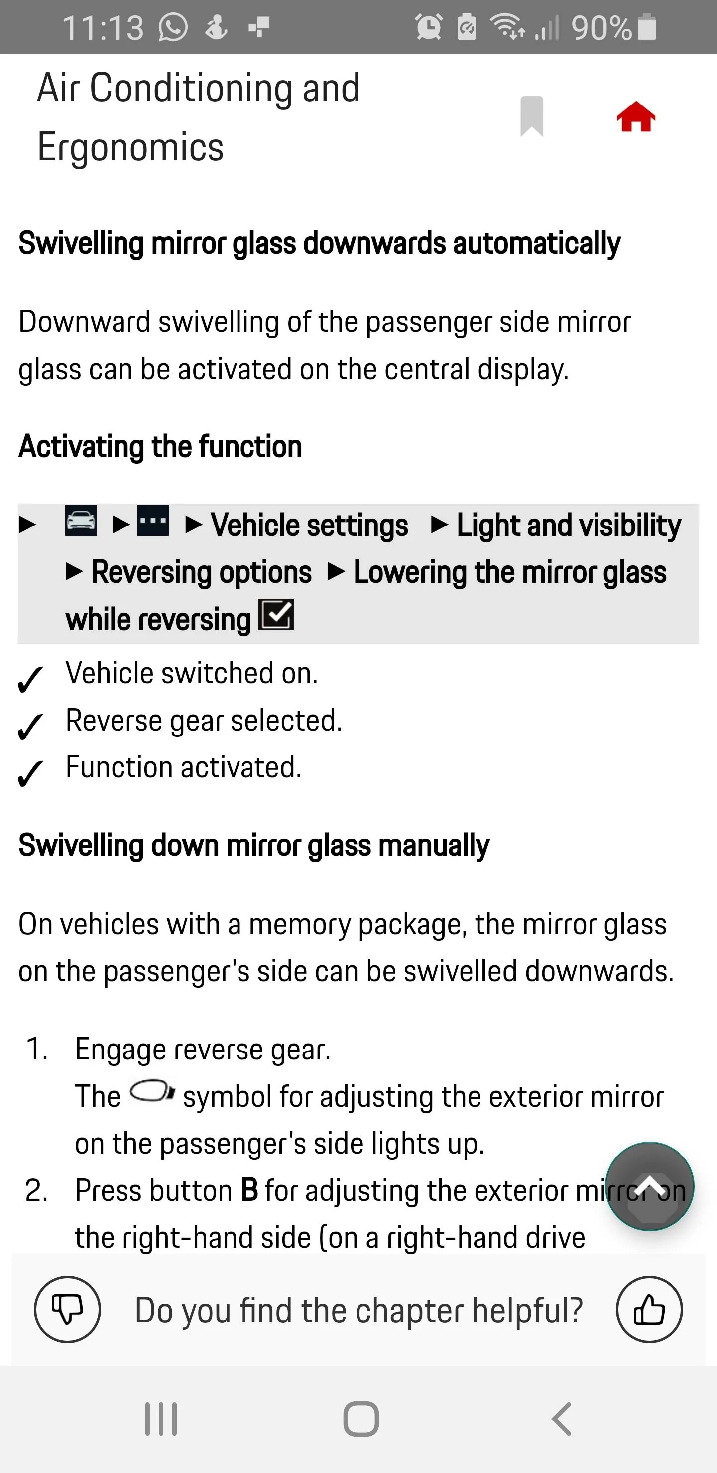 Porsche Taycan Passenger side mirror when reversing Screenshot_20220702-111351_Porsche Good to kno