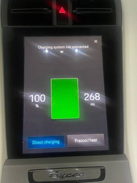 Porsche Taycan 271 miles!  100% charged. What’s your range shown? IMG_6106