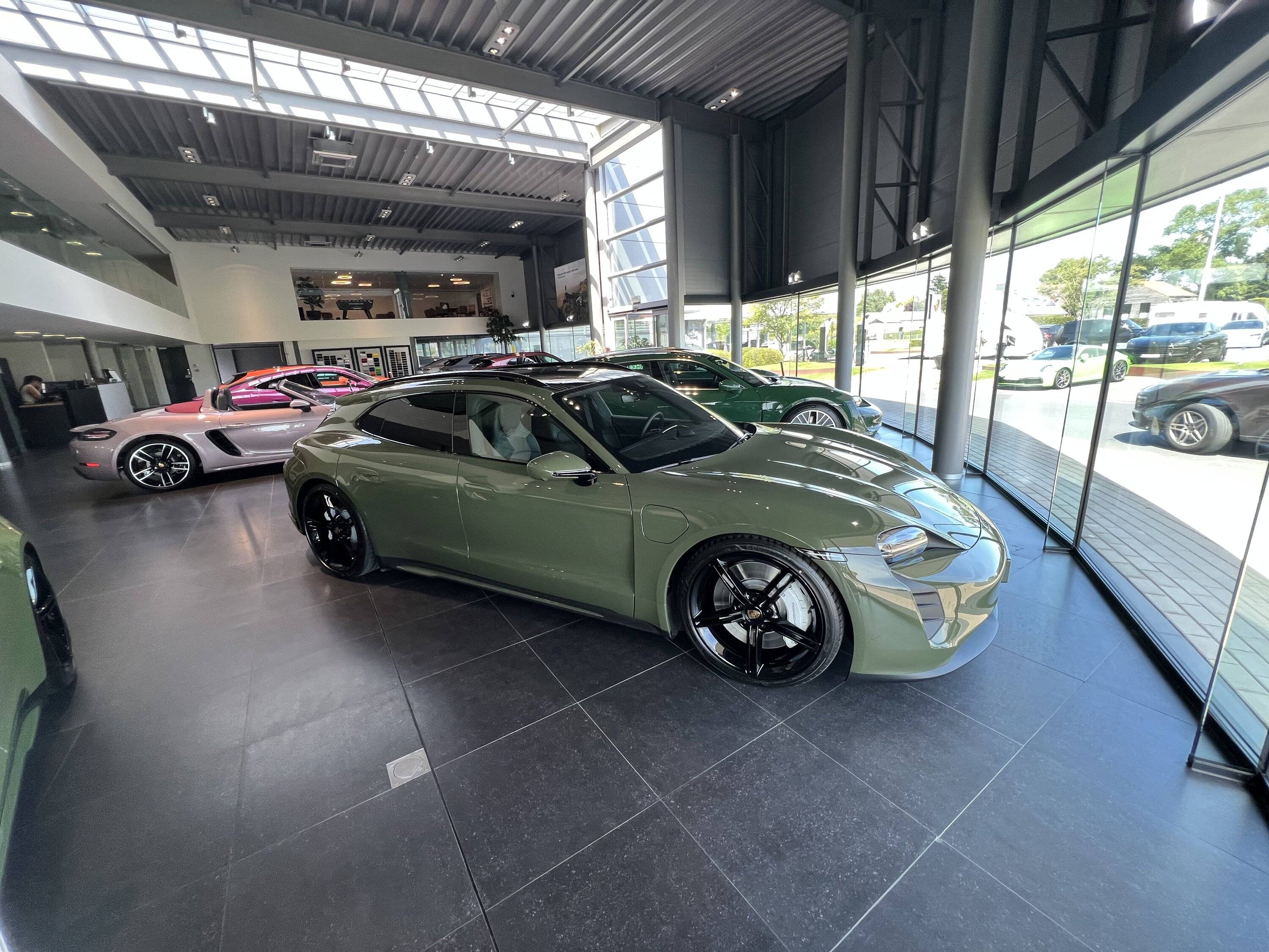 Porsche Taycan PTS Paint to Sample Taycans in Rubystone Red and Mint Green 9174A6EE-B405-4642-8730-5ACD0A831FDD