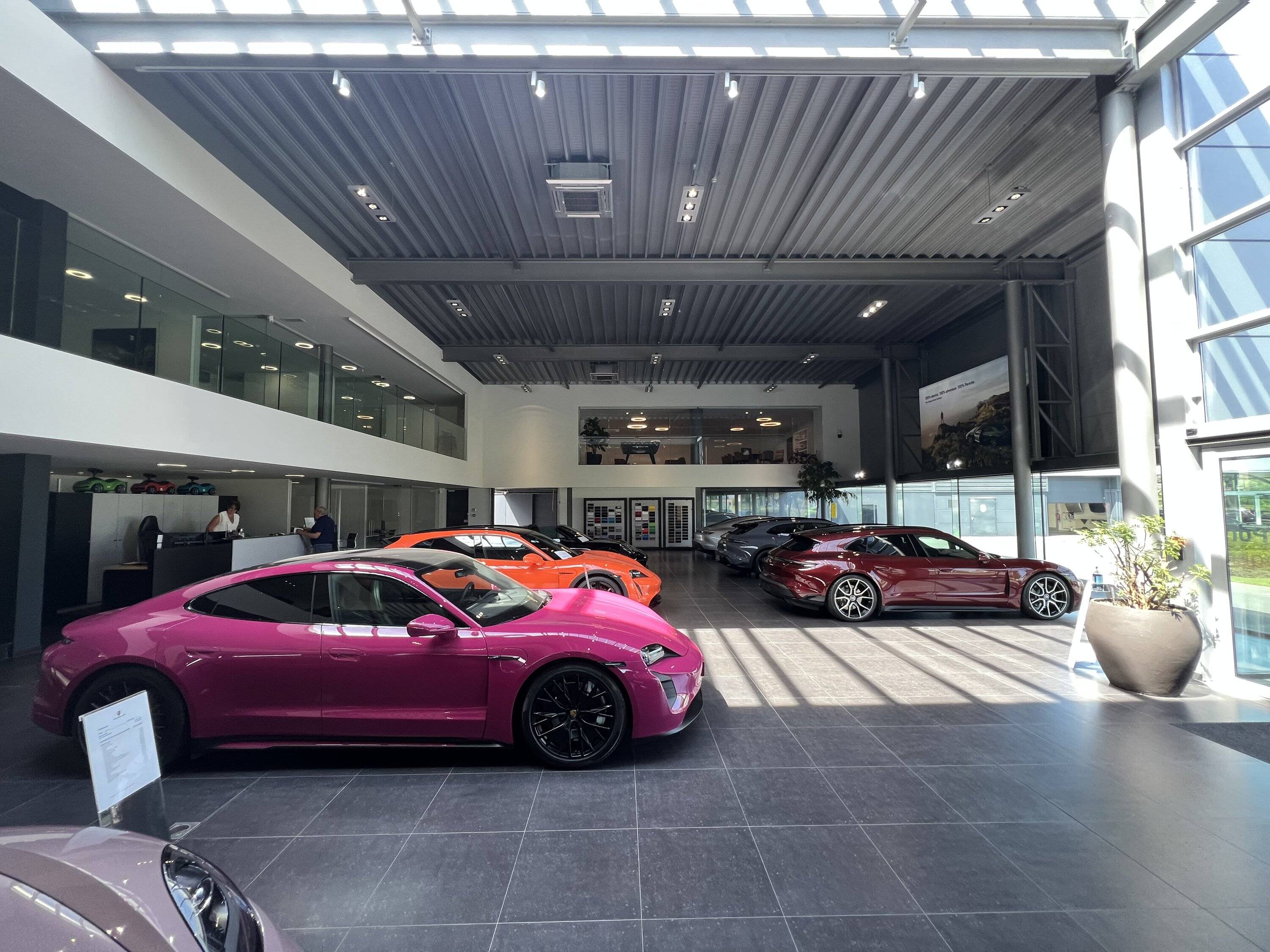 Porsche Taycan PTS Paint to Sample Taycans in Rubystone Red and Mint Green 317A0566-625B-4298-A9FA-84F7C93F26E8