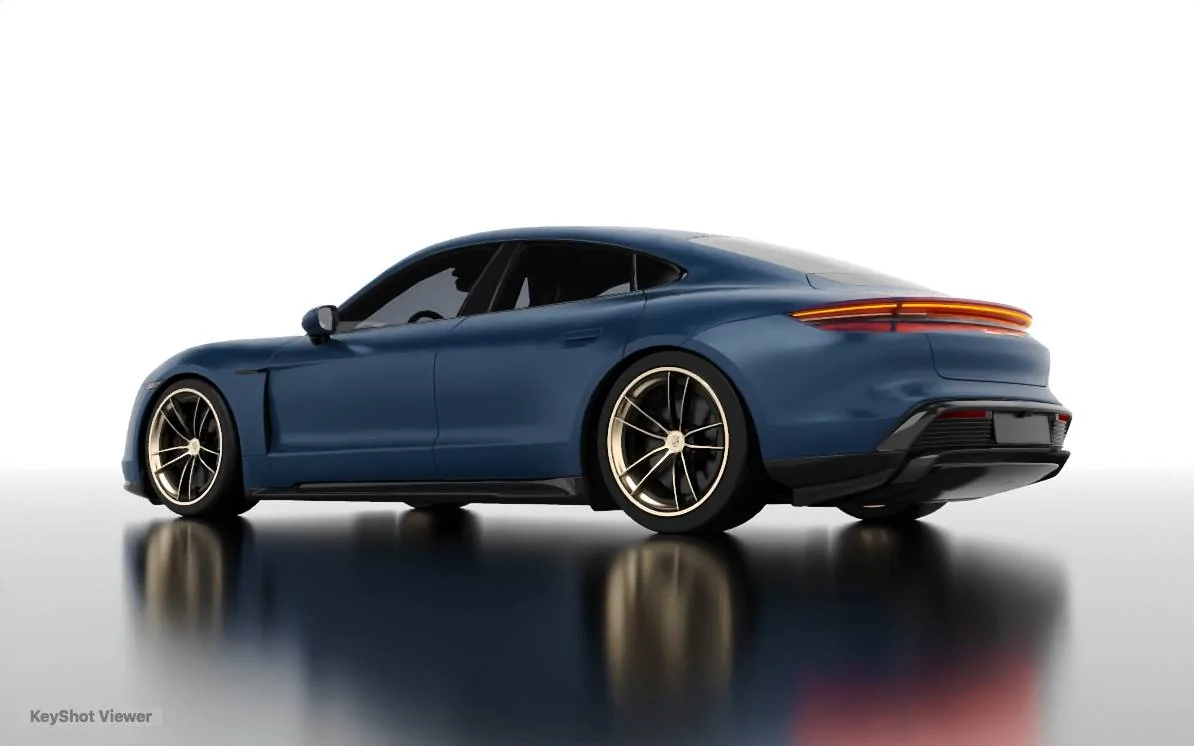 Porsche Taycan Frosty Ocean God: Neptune Blue Taycan Wrapped With STEK DynoMatte PPF! Satin Neptune, white gold 