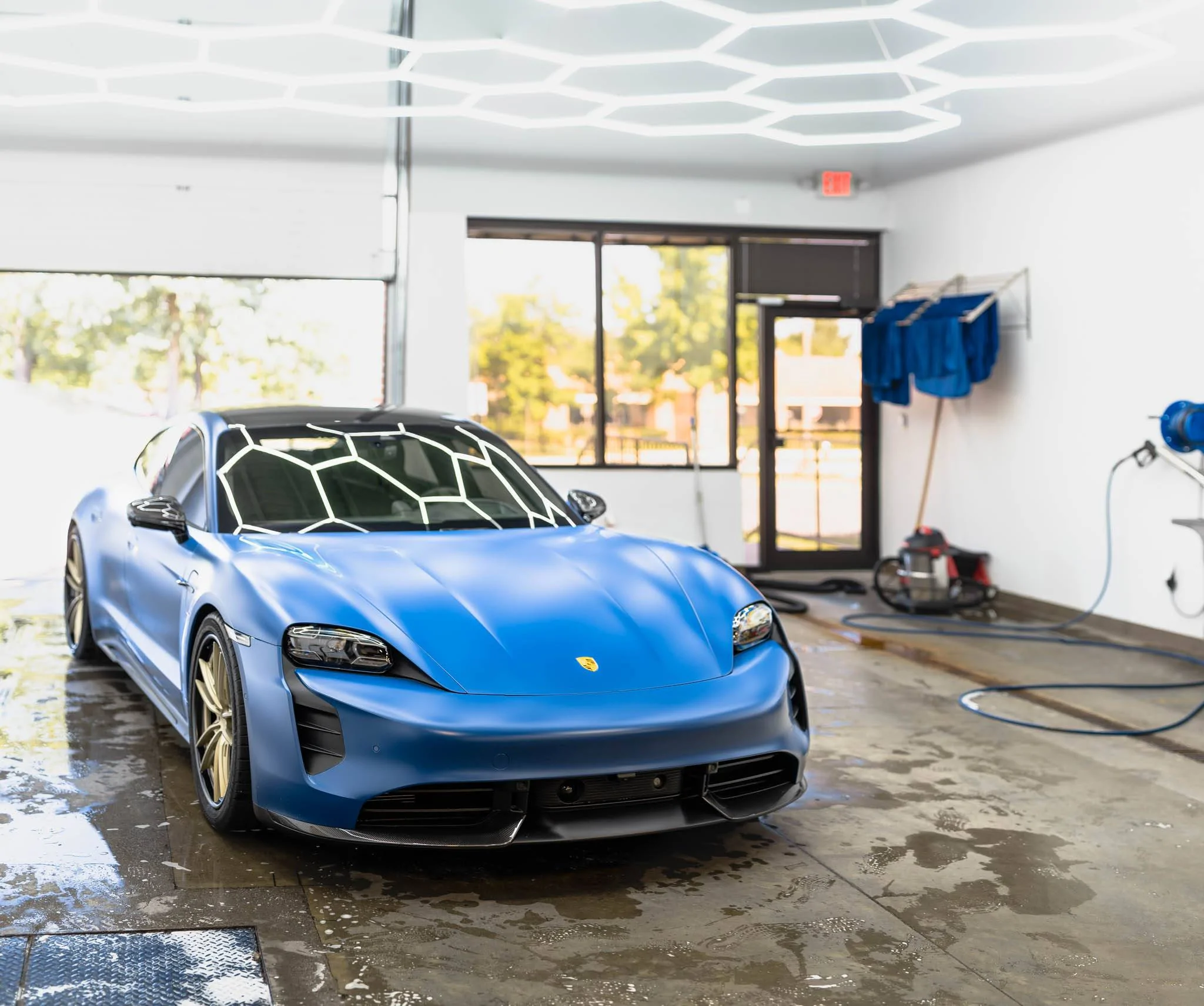 Porsche Taycan Frosty Ocean God: Neptune Blue Taycan Wrapped With STEK DynoMatte PPF! 289625610_746810126654561_1692759507256948783_n