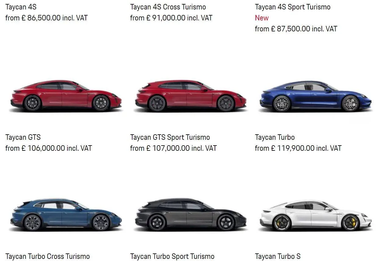 Porsche Taycan Taycan Options Advice ct 4s gts