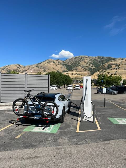 Porsche Taycan Drove almost 750 miles today using Will's custom bike carrier on my CT4s IMG_2378.HEIC