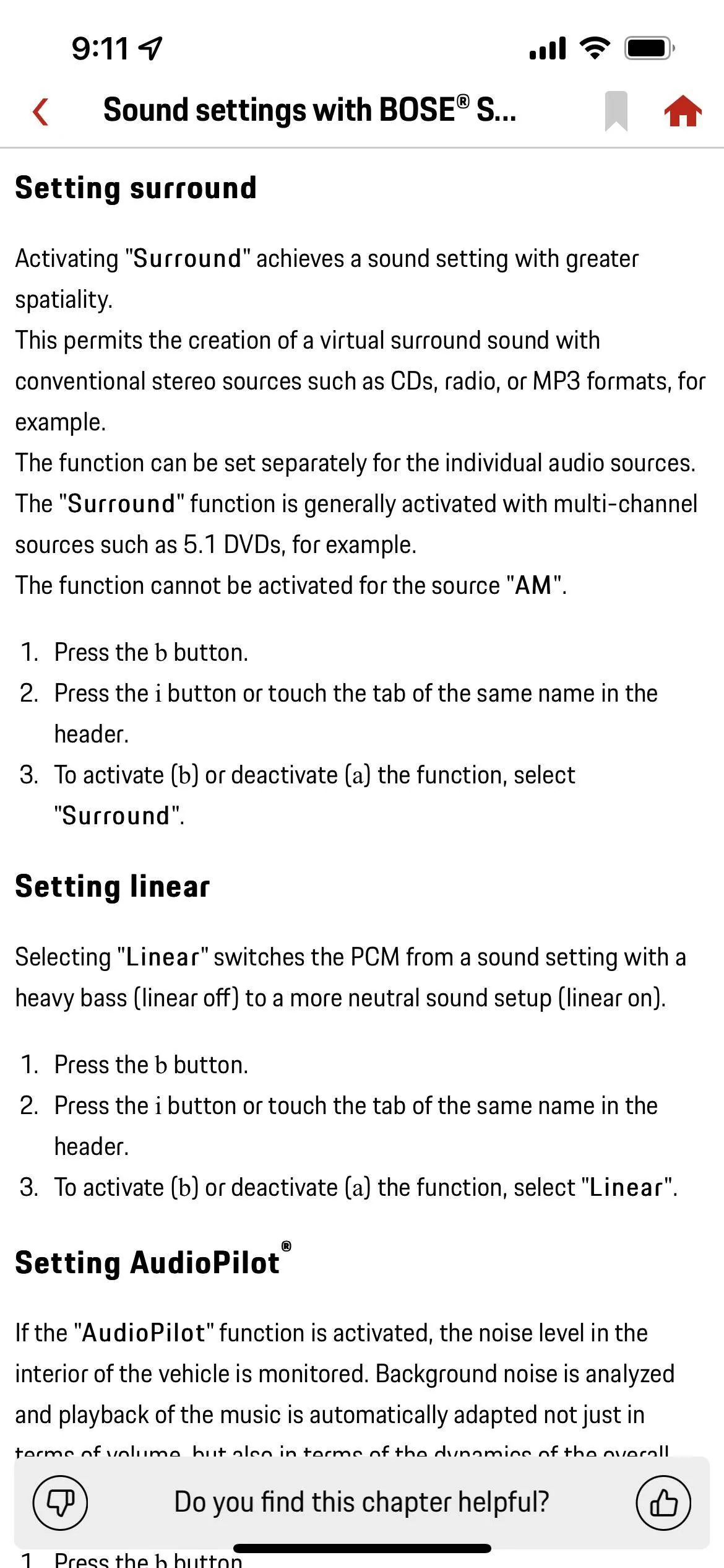 Porsche Taycan So my Bose settings are lost when I use AppleCar play. Anyone else have this occur? 1658668457117