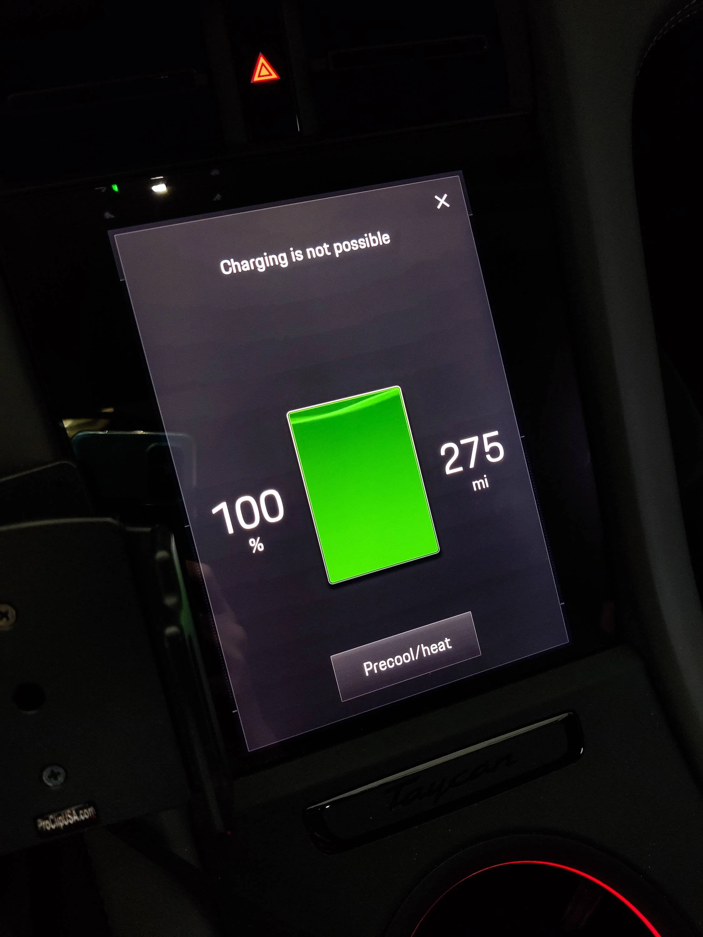 Porsche Taycan 271 miles!  100% charged. What’s your range shown? PSX_20220726_064625
