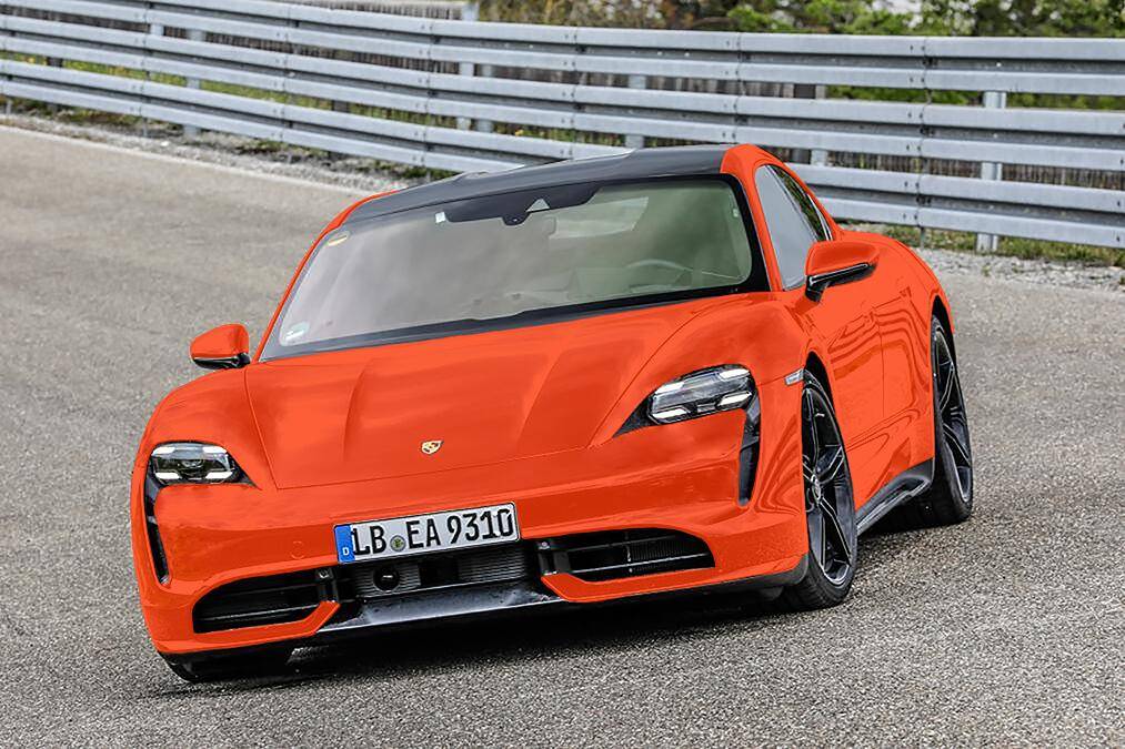 Porsche Taycan Orange wrap taycan FRONT L orange