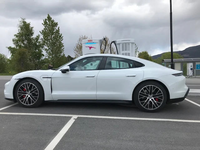 Porsche Taycan My pictures and experience with my Standard White 4S+ side view 0130PM